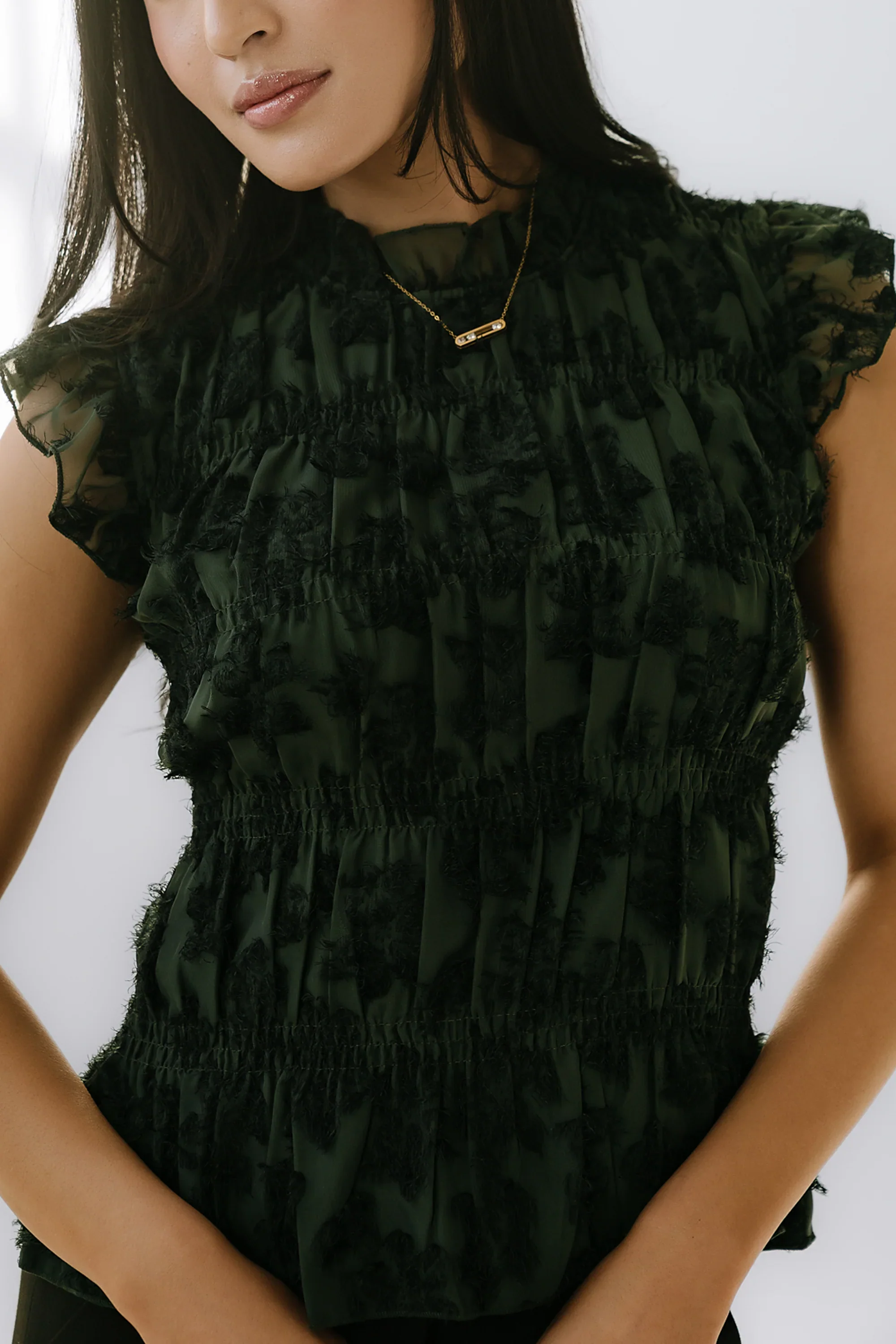 Rodney Smocked Blouse in Green