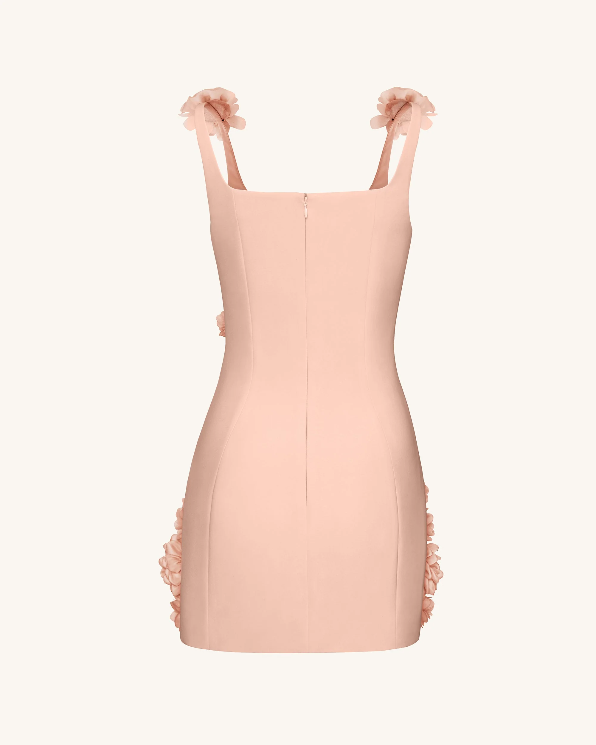 Elaina Rosette Applique Mini Dress - Apricot - FASHION NOB