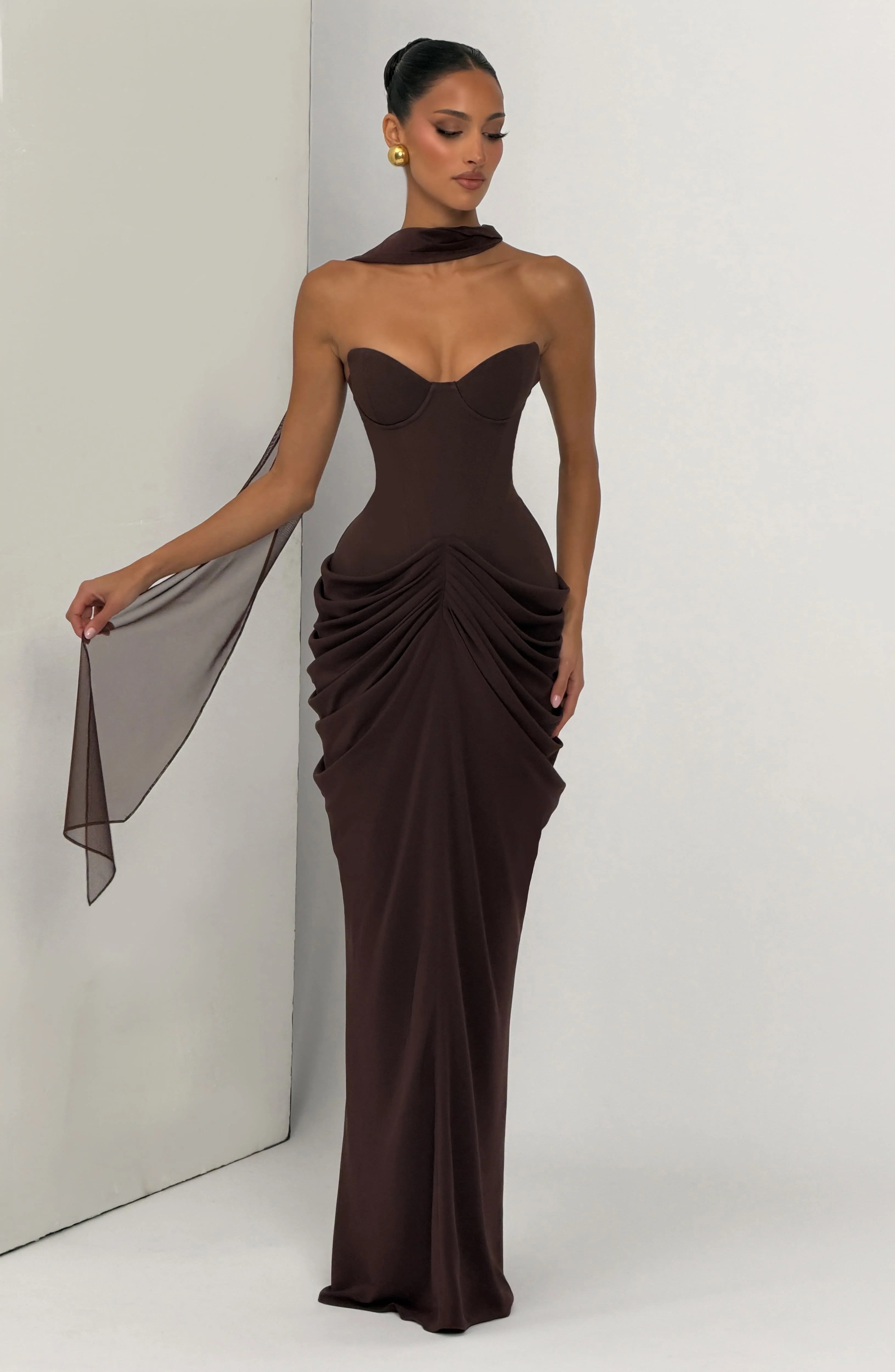 Chiara Maxi Dress - Plum Brown