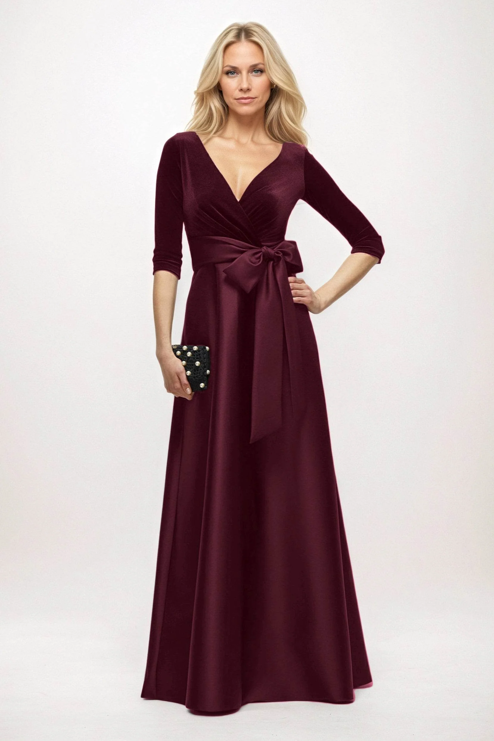 A-Line Maxi Velvet Satin Mother of the Bride Dresses CM0409