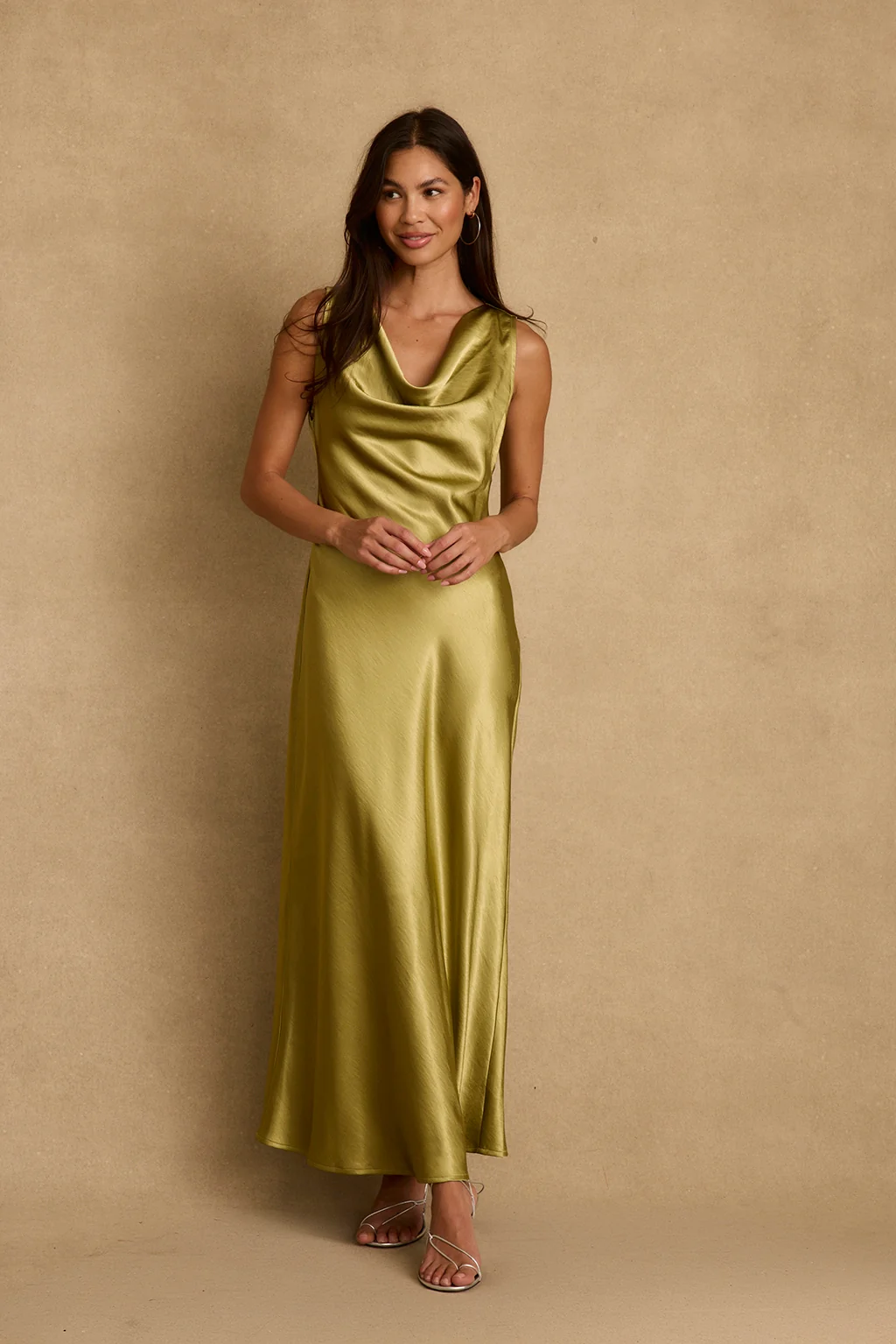 Dolce Chartreuse Satin Maxi Dress