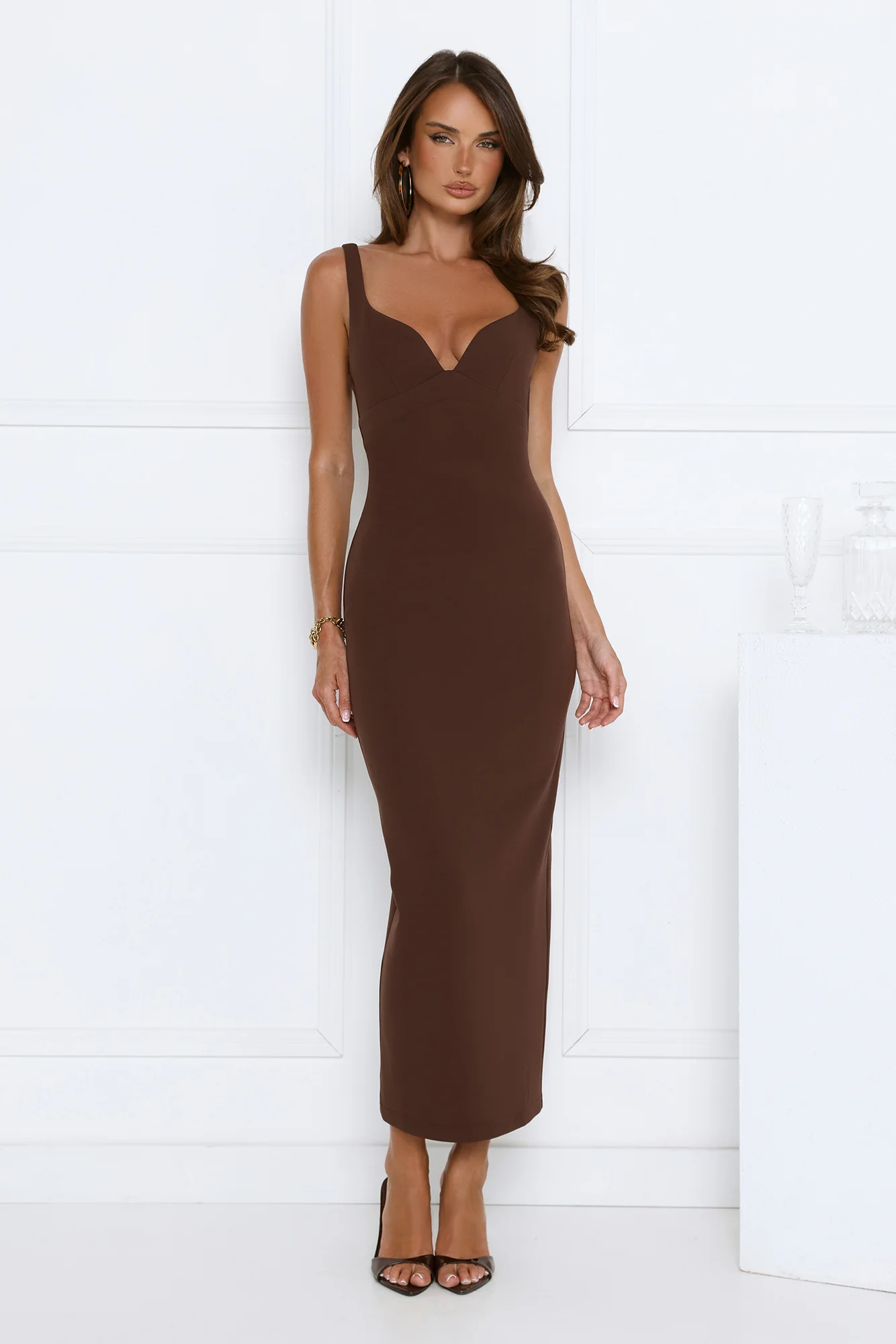 Imperial Glow Maxi Dress Chocolate