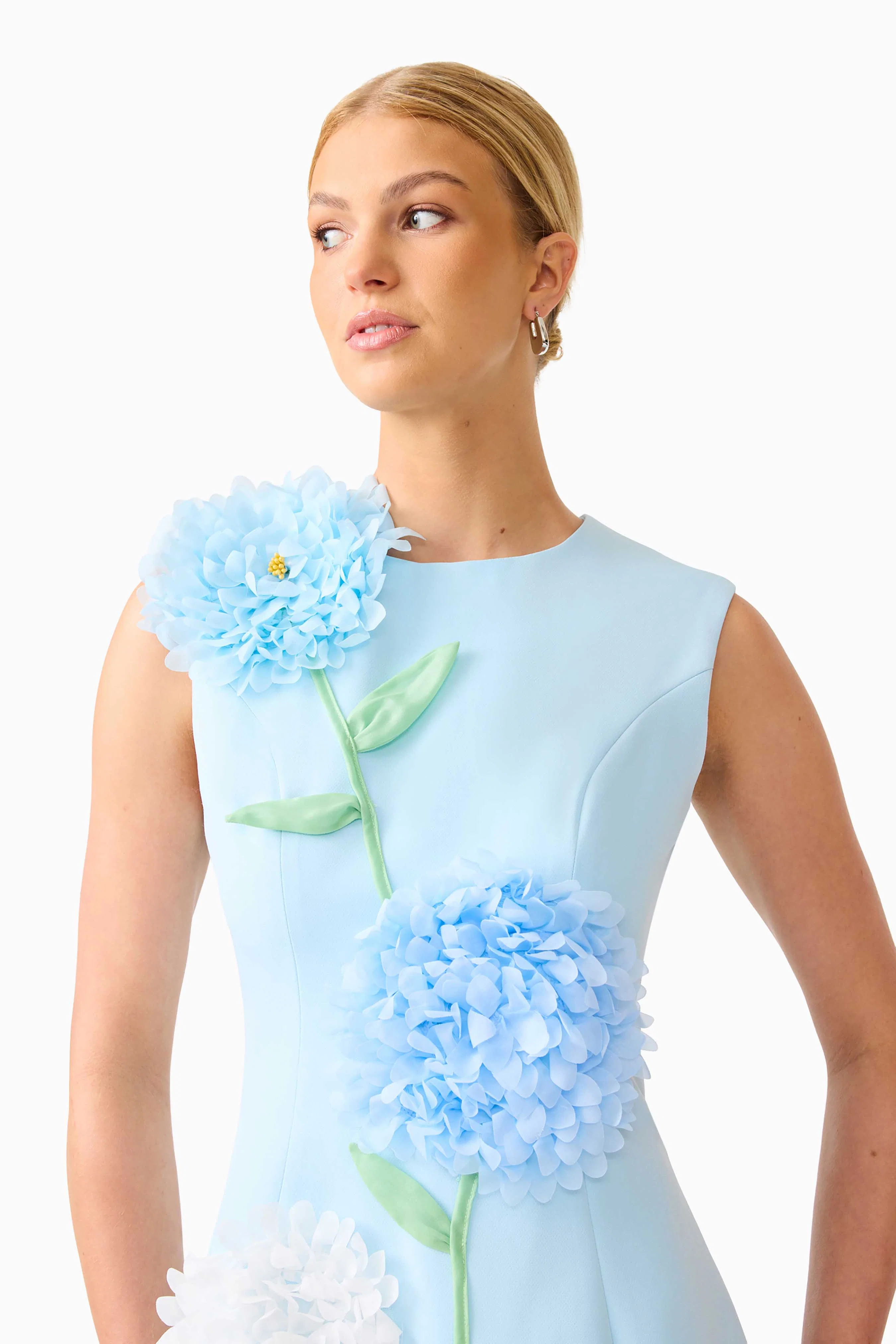 Buttercup Embroidered Mini Dress in Blue