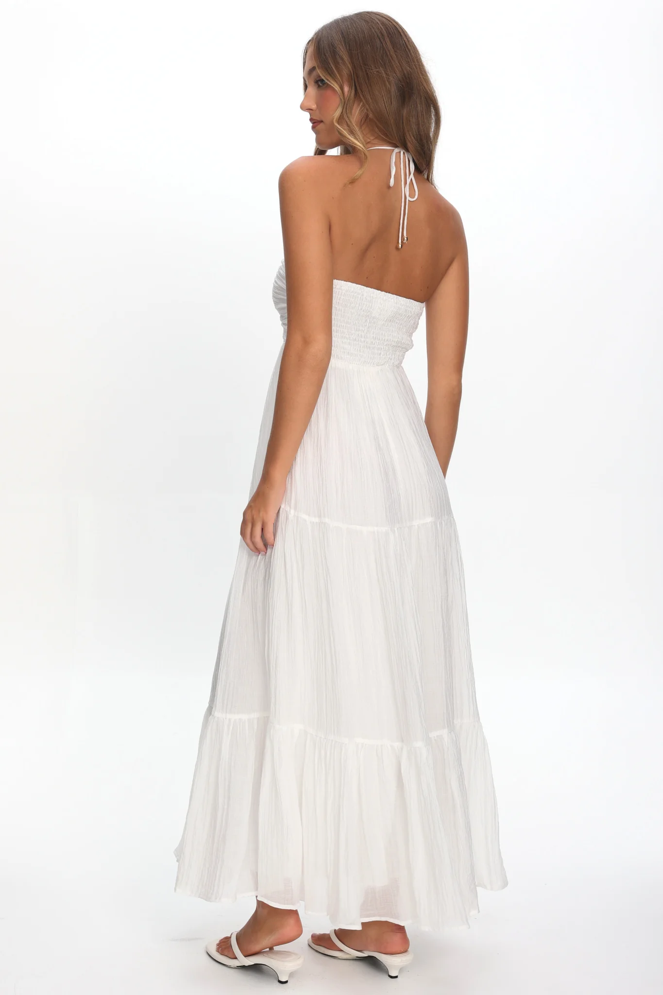 Dorelle V-Bust Halter Maxi Dress White