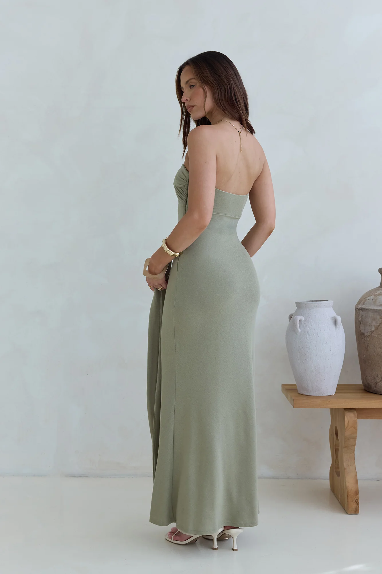 Follow You Strapless Maxi Dress Sage - luluinthesky