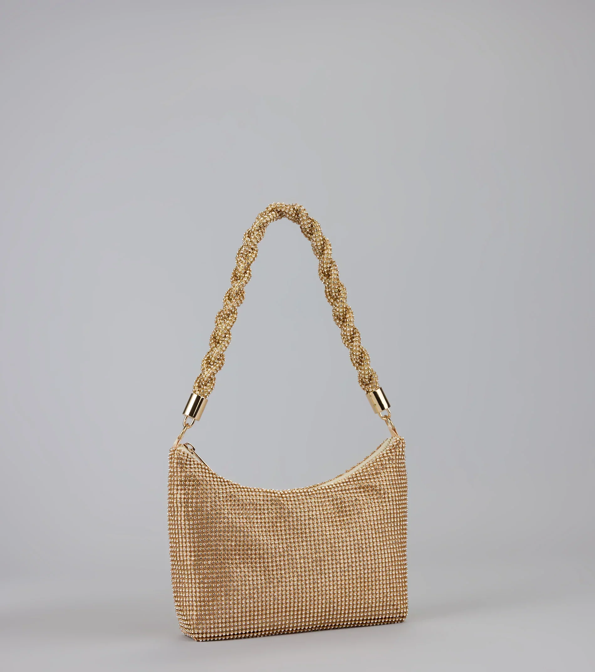 Luxe Shine Rhinestone Braided Shoulder Bag