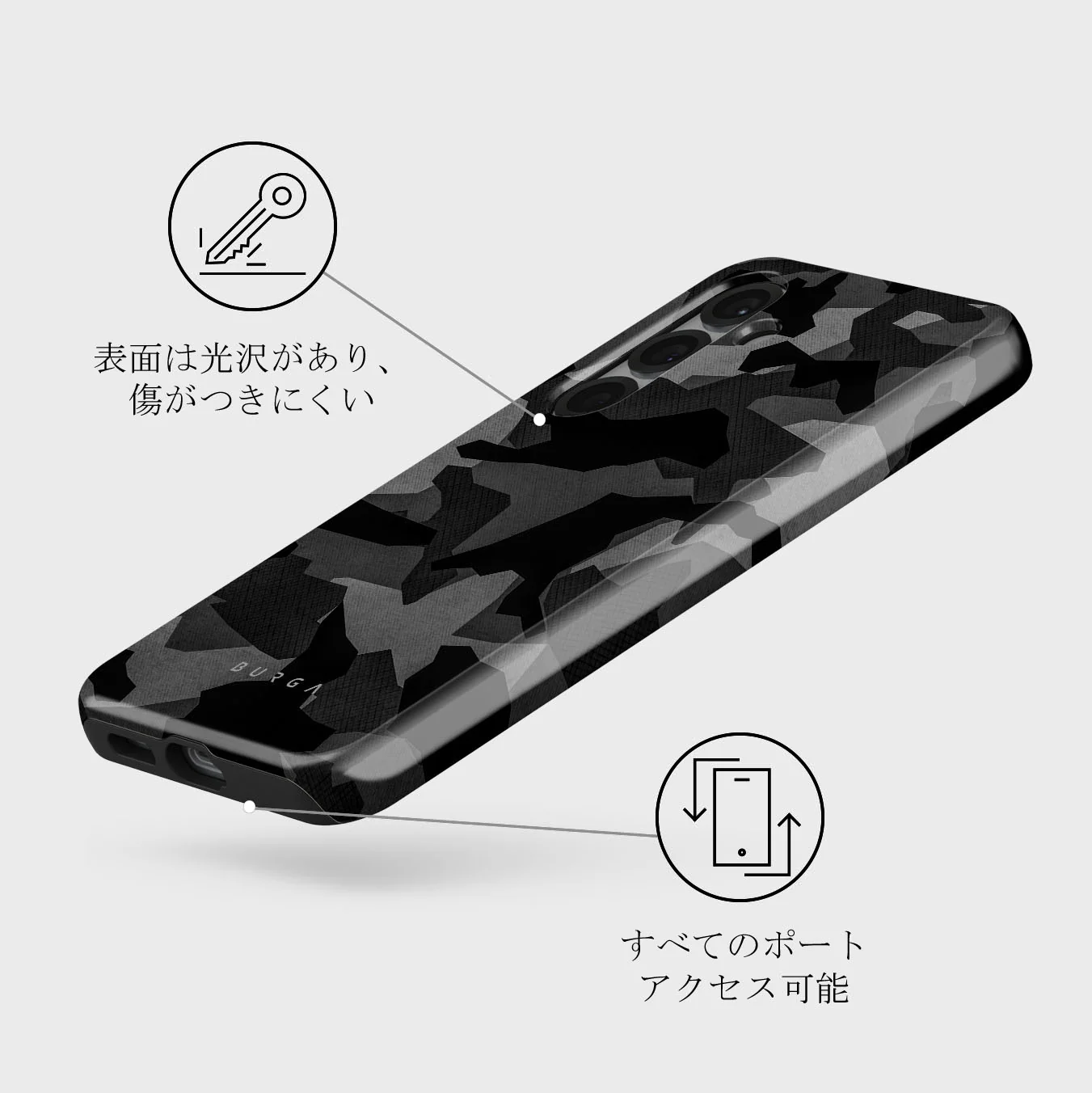 Night Black Camouflage - Samsung Galaxy S25 Plus ケース