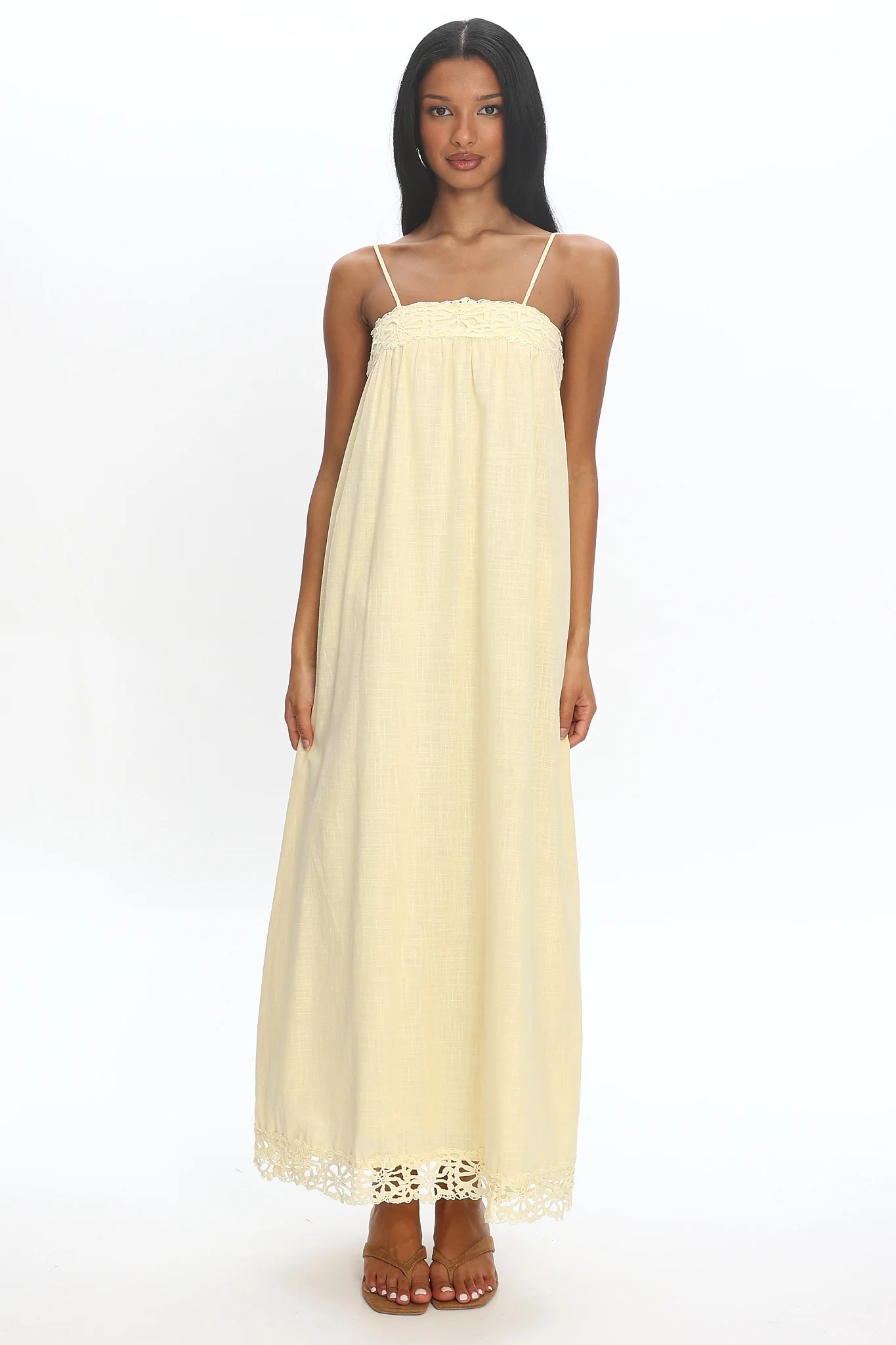 Genevieve Crochet-Trim Maxi Dress Butter