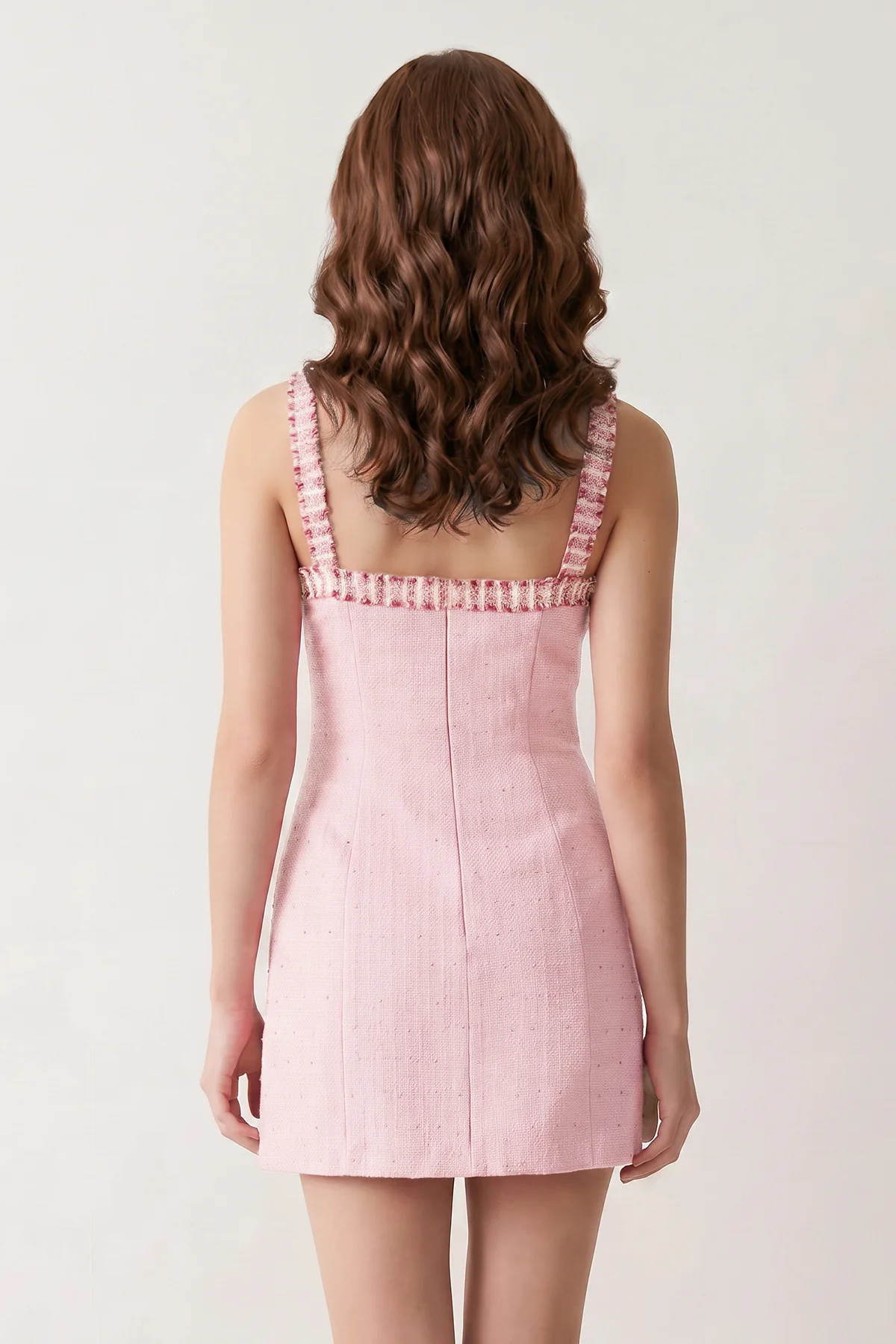 Pink Spaghetti Straps Beaded Sheath Homecoming Dress With Bows