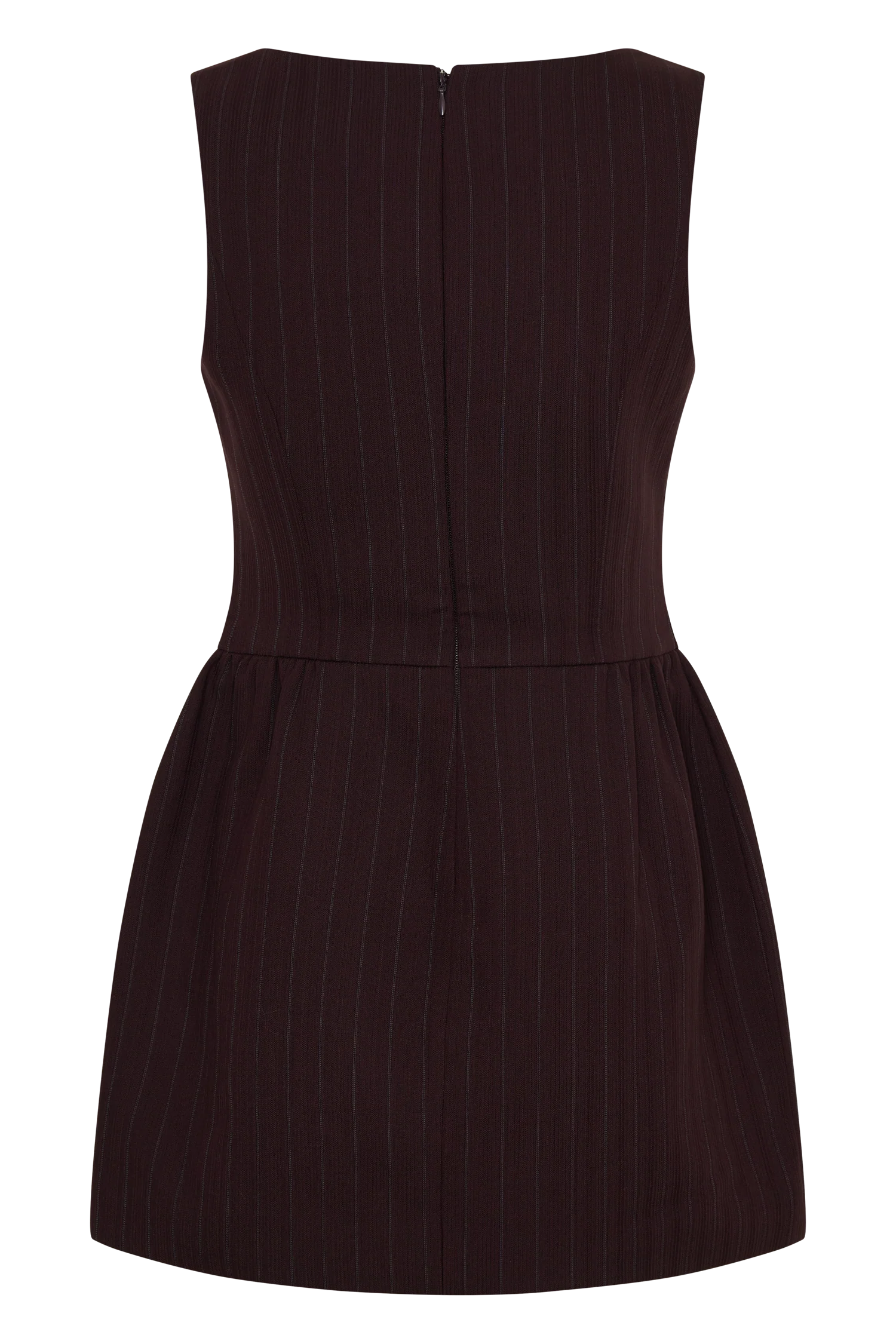 Hallie Boat Neck Mini Dress - Plum Pinstripe