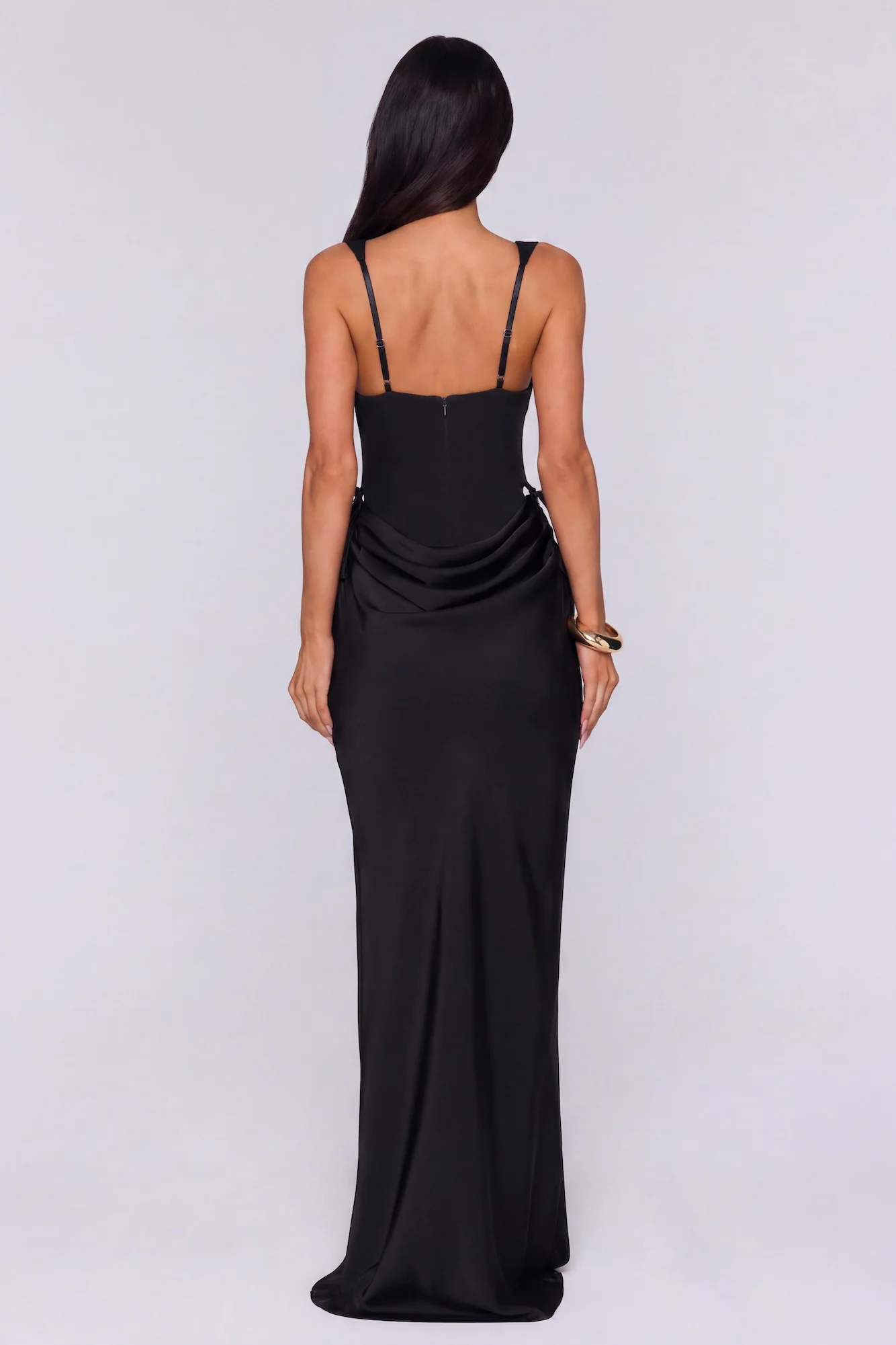 Evening Spark Satin Maxi Skirt Black