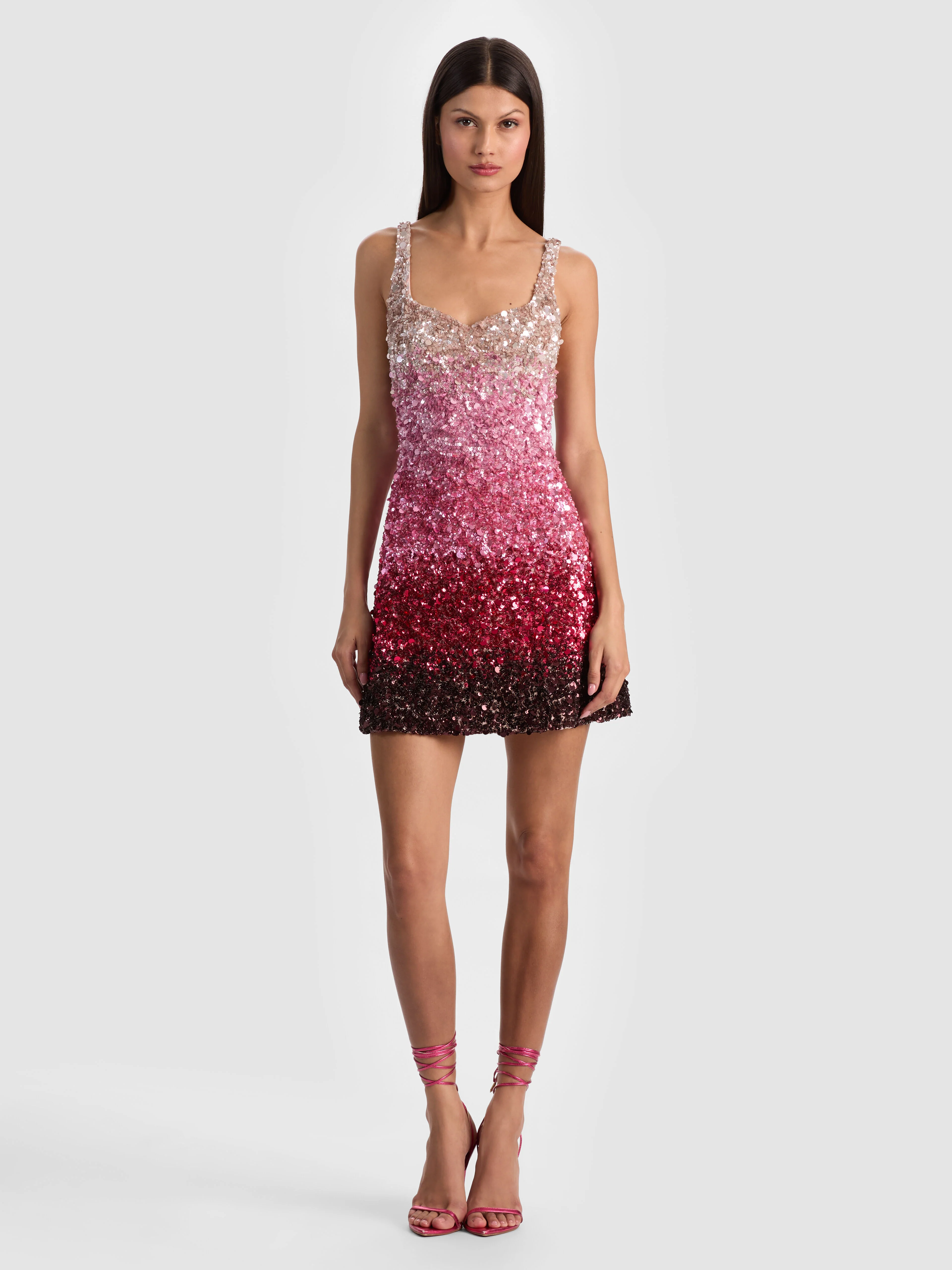 Eve Embellished Mini Dress - Ascendent Ombre Deep Pink