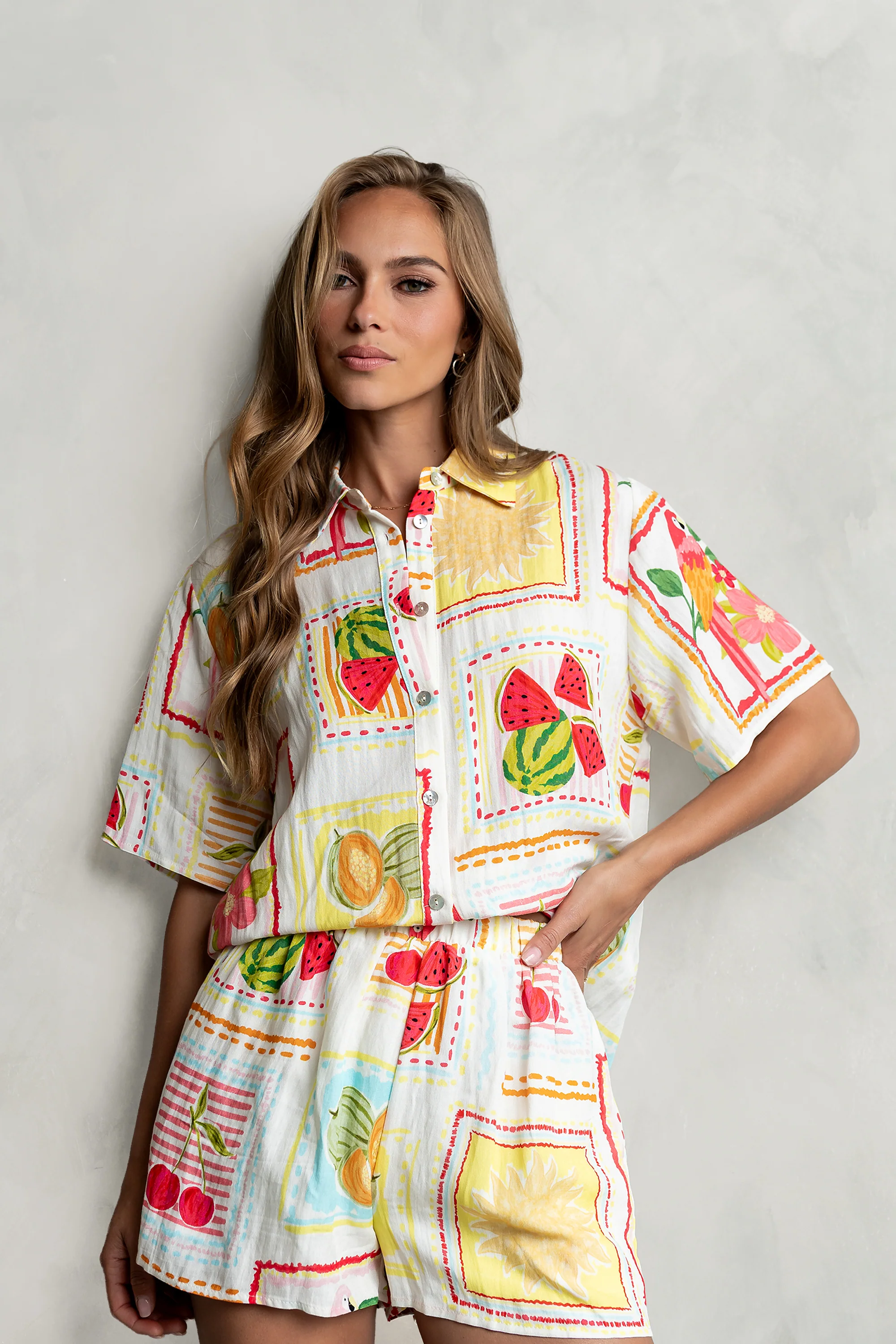 Nadine Collared Abstract Top - FINAL SALE