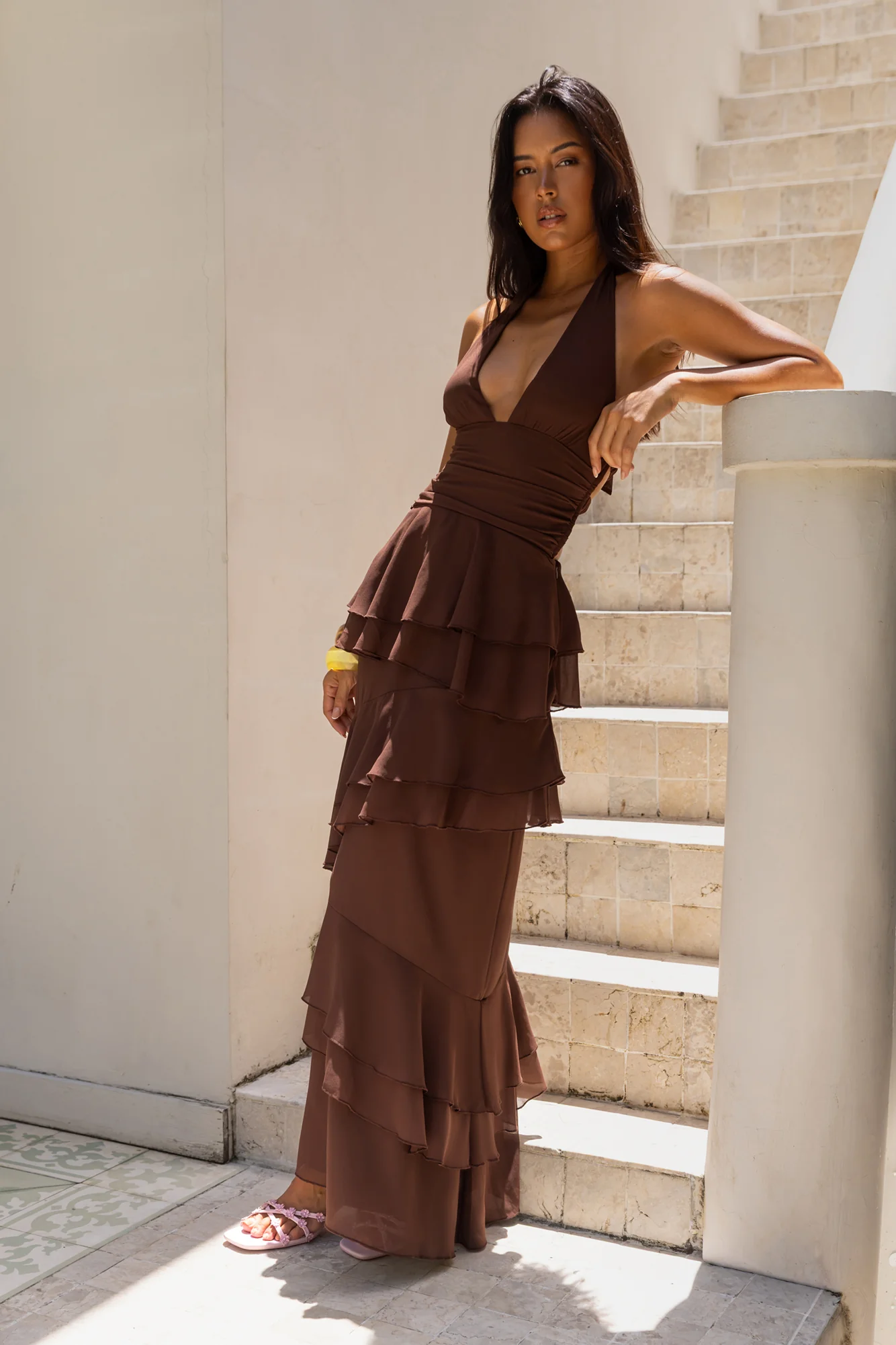 Path Of Fate Halter Maxi Dress Brown - luluinthesky