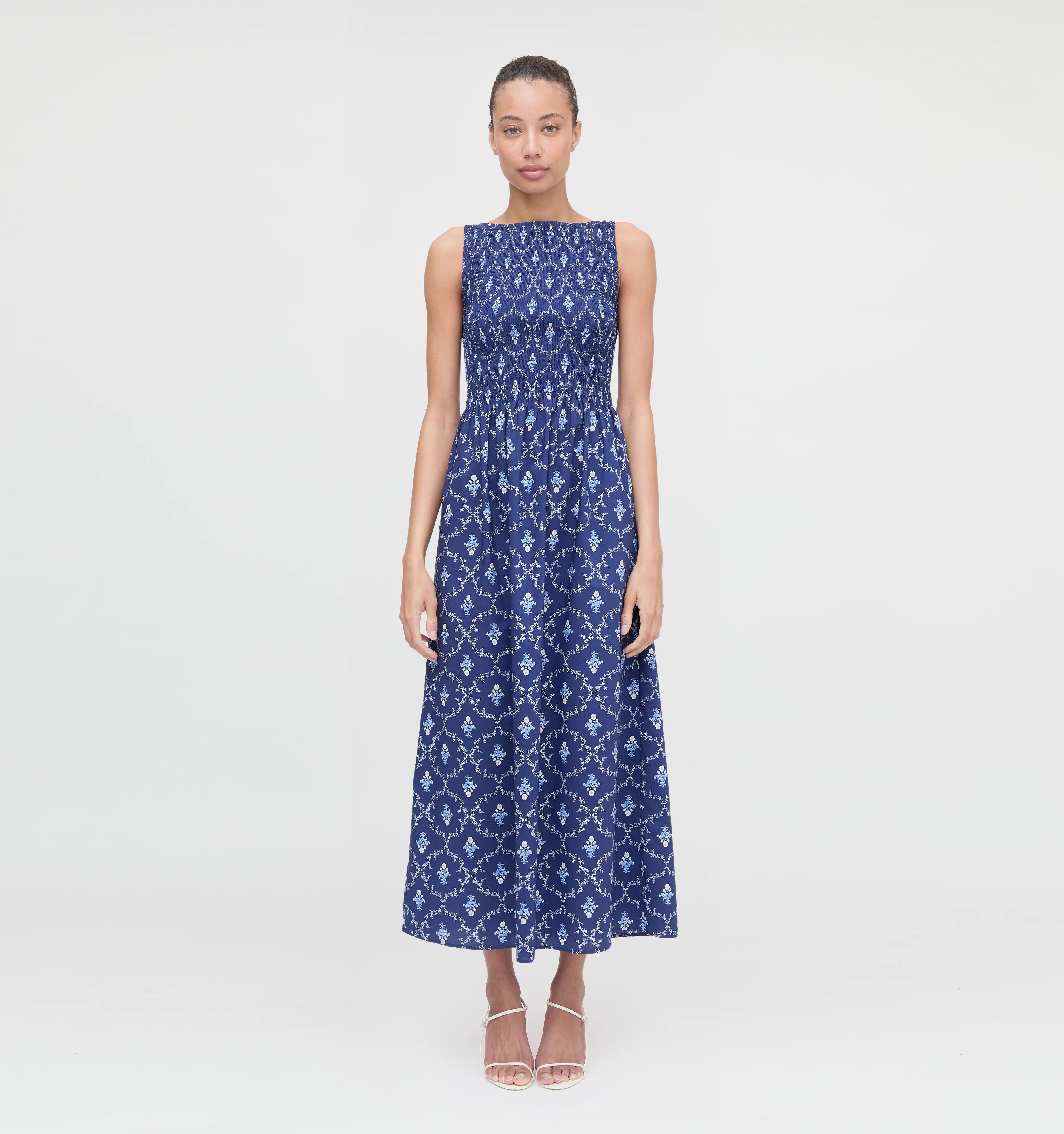 The Cosima Nap Dress - Navy Trellis