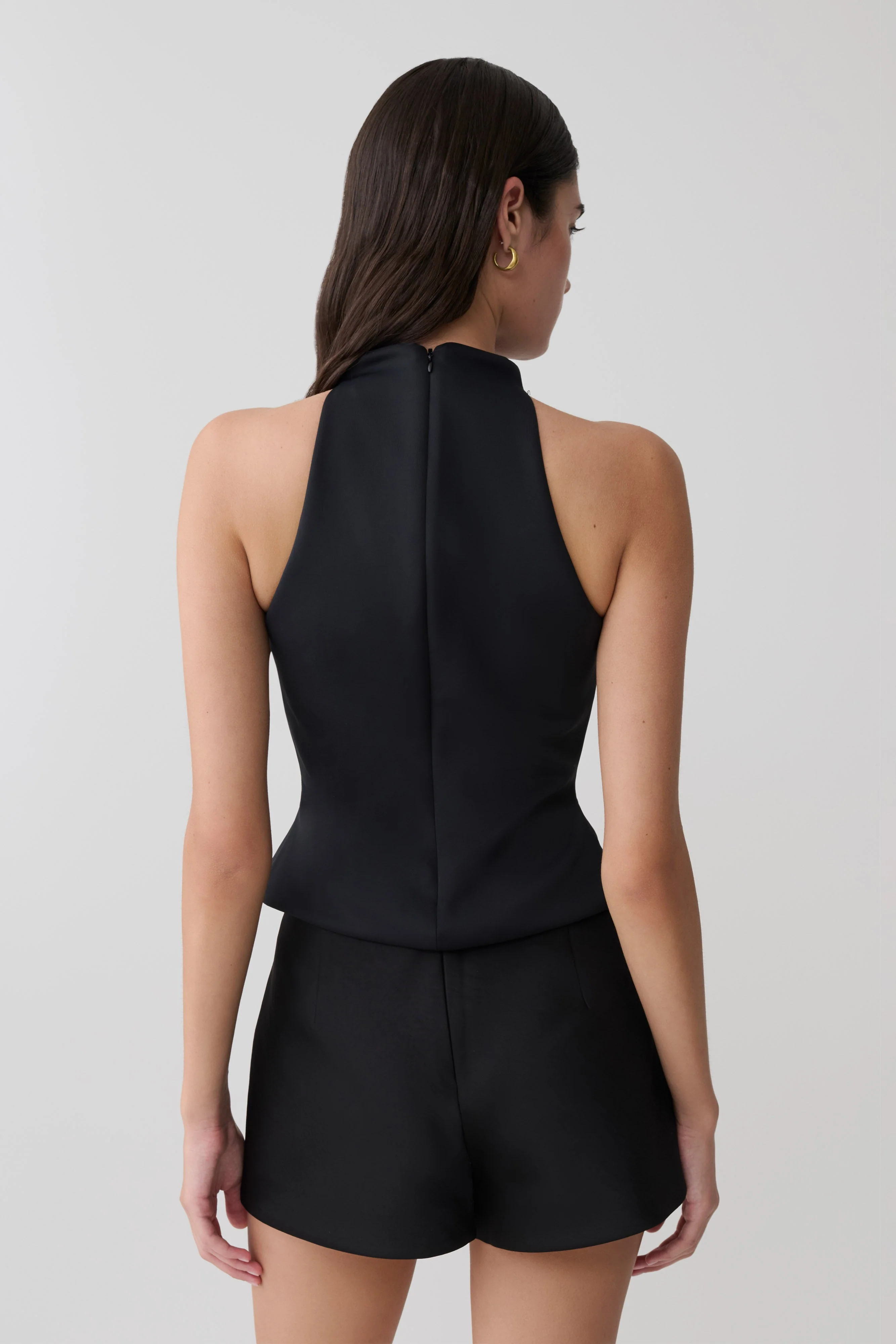 Portia Scuba Sleeveless Top - Black