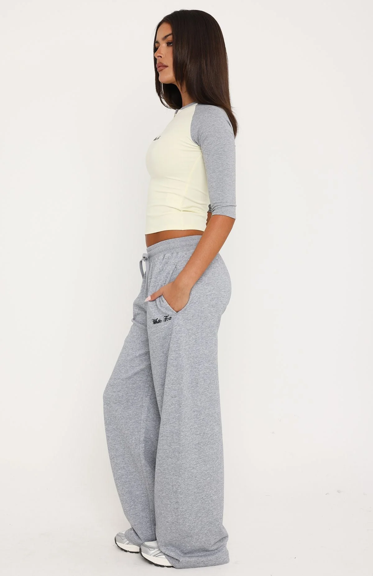 Tatiana Wide Leg Sweapants Grey Marle