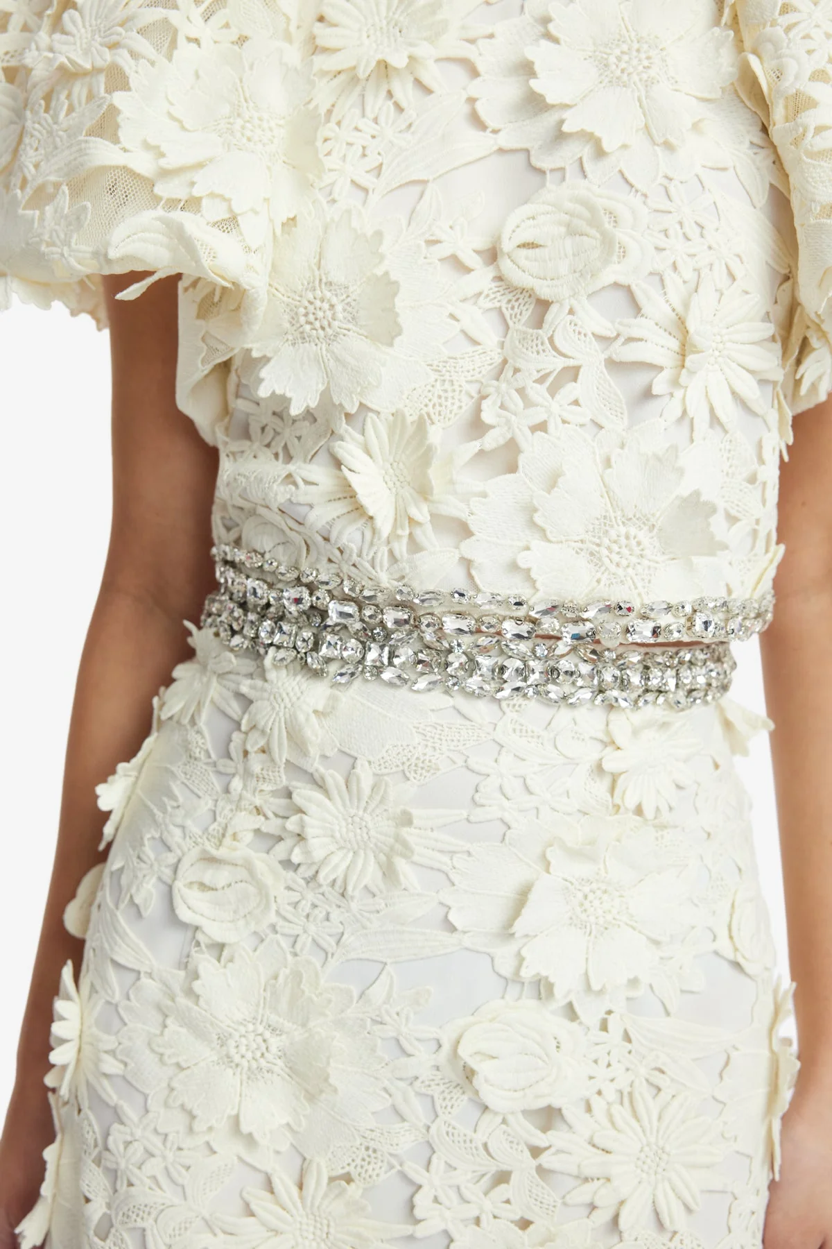 Kyra Embellished Lace Maxi Skirt - Snow