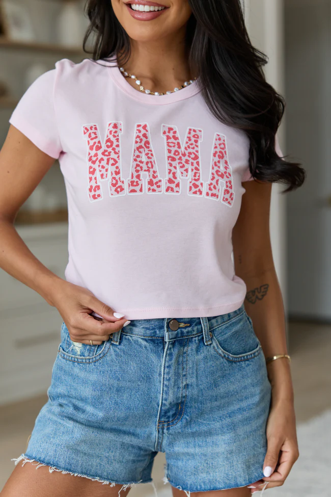 Mama Block Leopard Pink Baby Graphic Tee