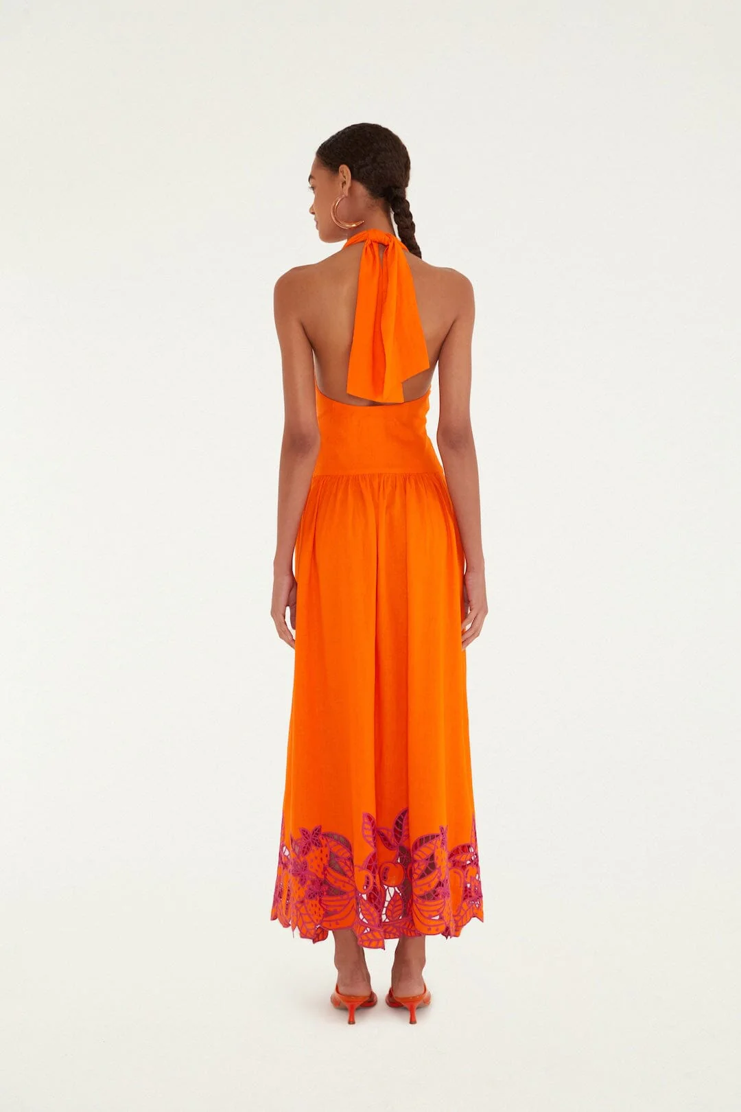 Orange Fruit Richelieu Artisanal Maxi Dress