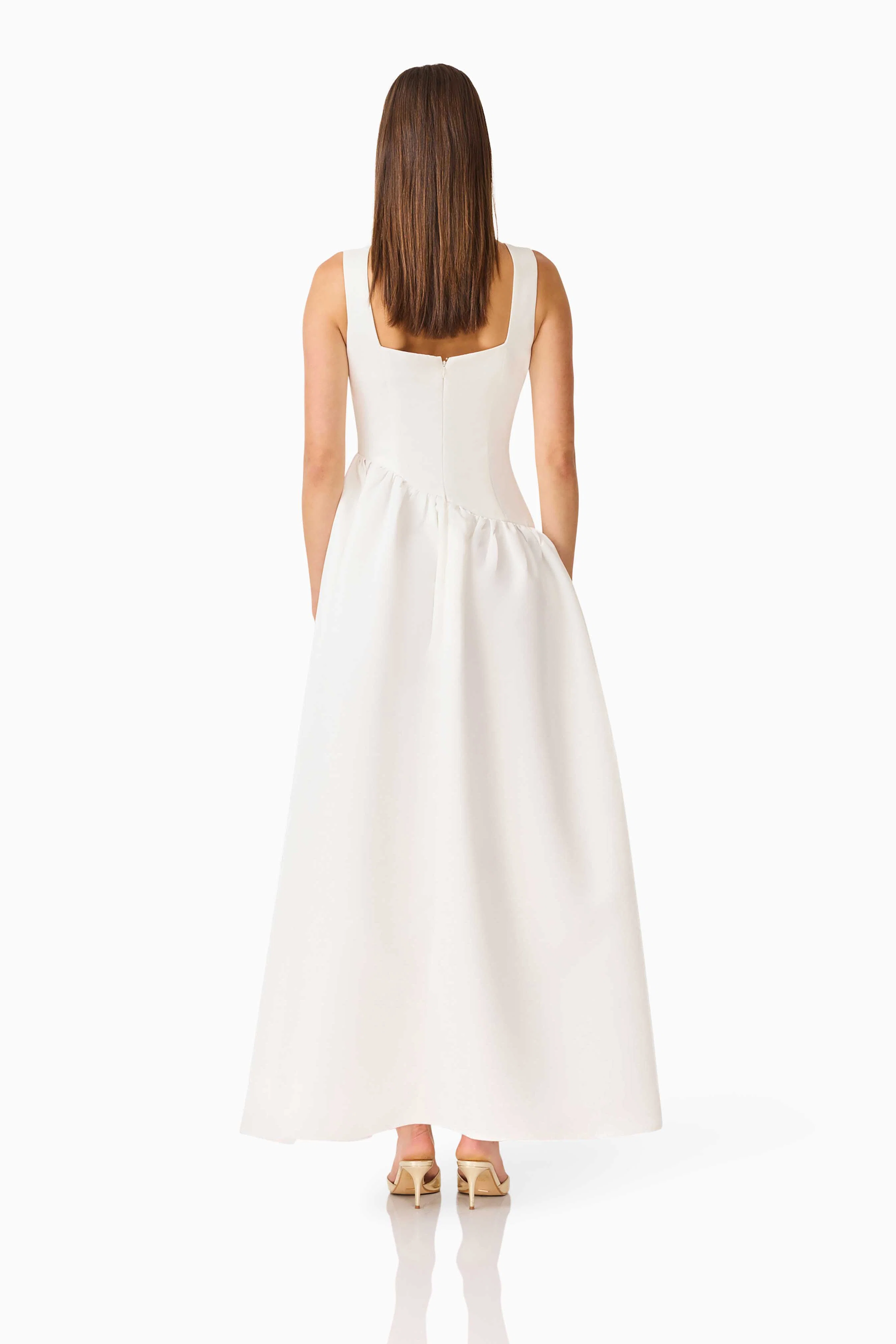 Ruelle A-Line Maxi Dress in Pearl White