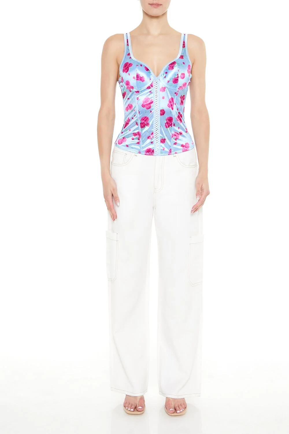 Rose Print Bustier Tank Top