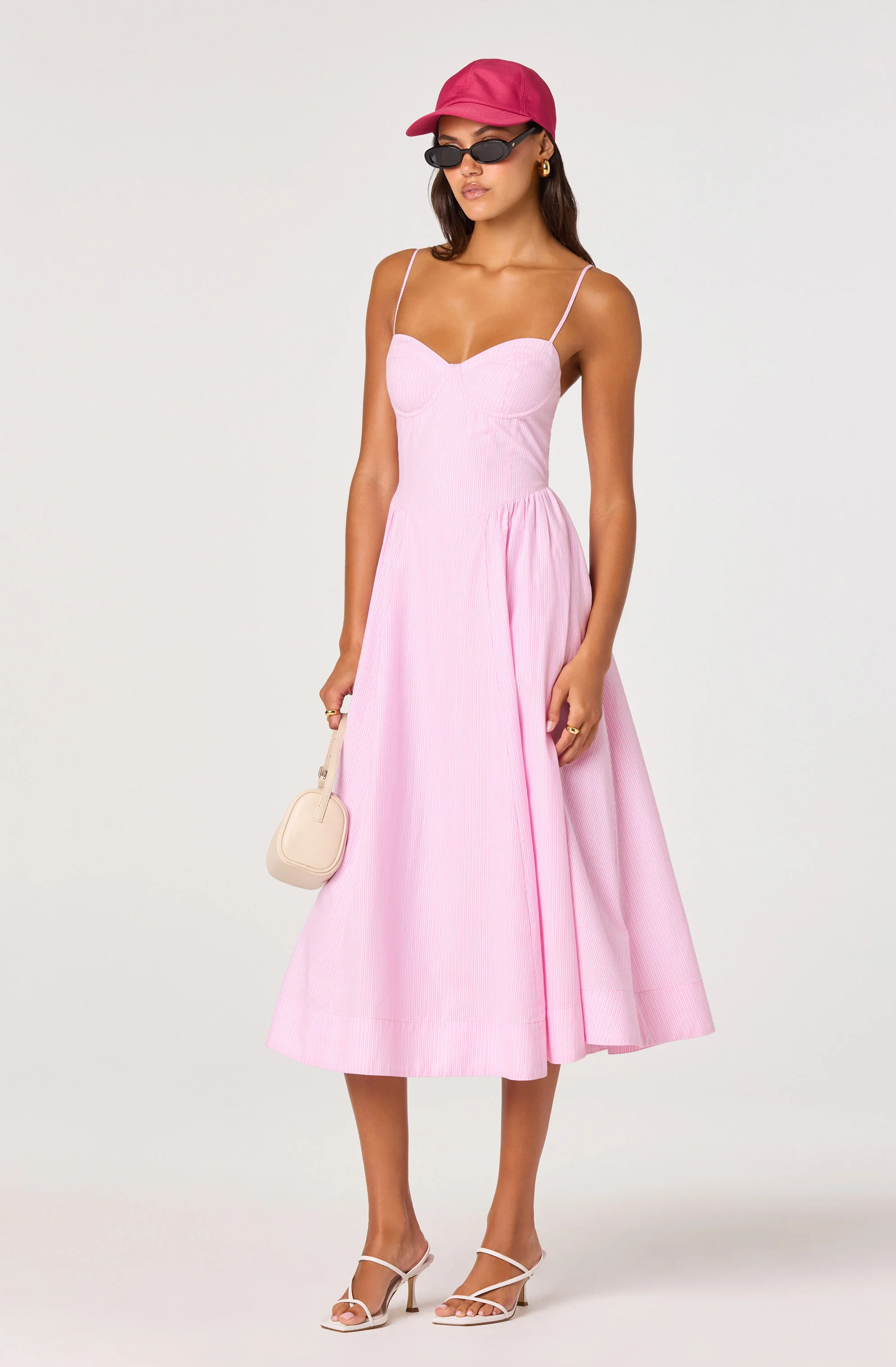 Bellamy Striped Sweetheart A-Line Midi Dress