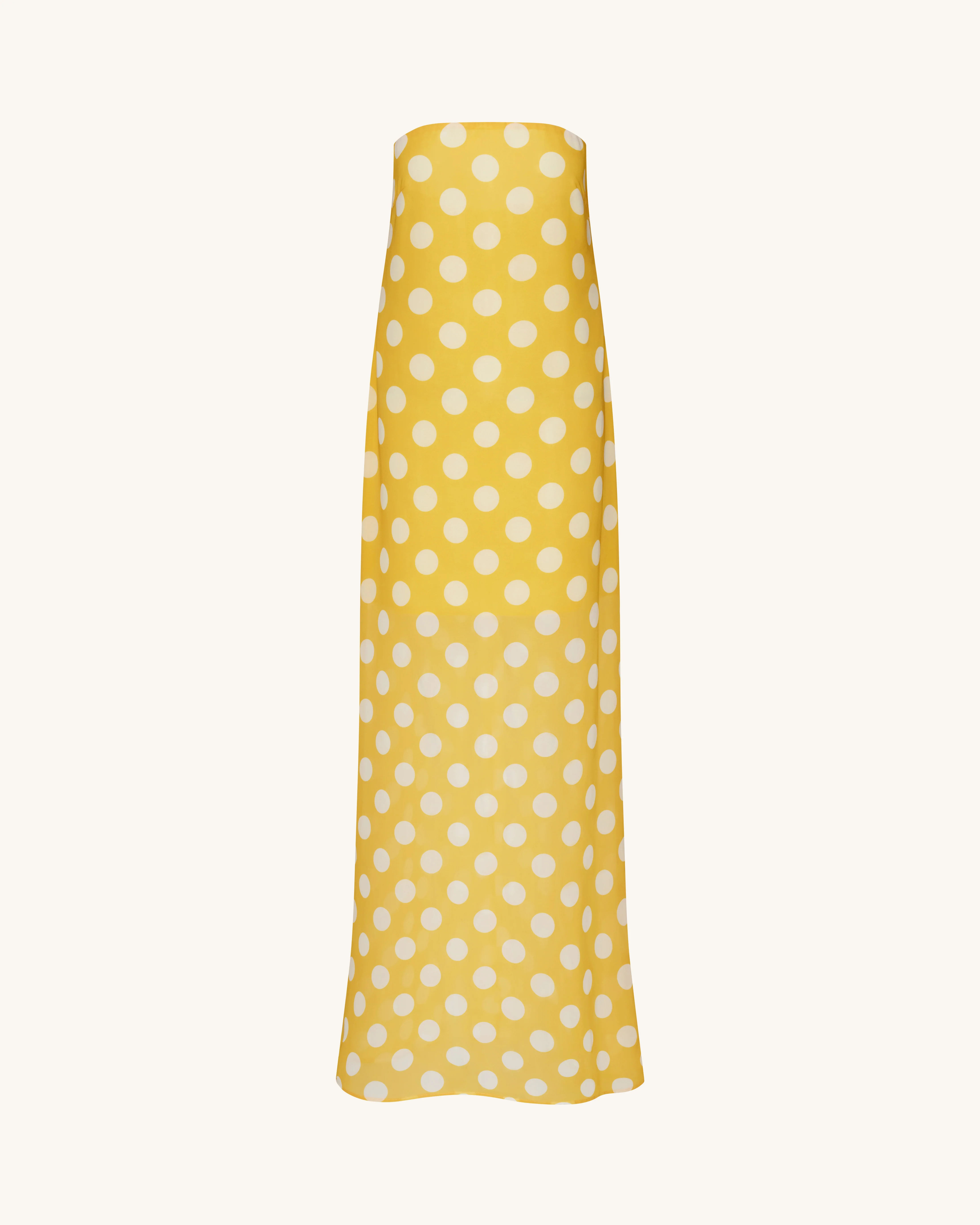 Polka-Dot Strapless Maxi Dress - Yellow - FASHION NOB