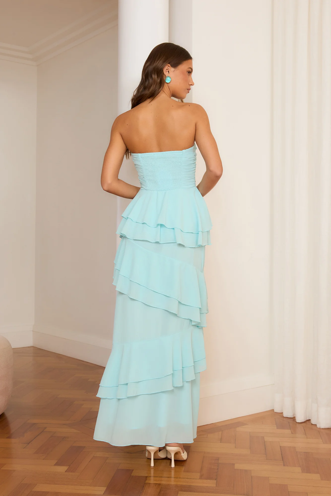 Tide and True Ruffle Maxi Dress Aqua