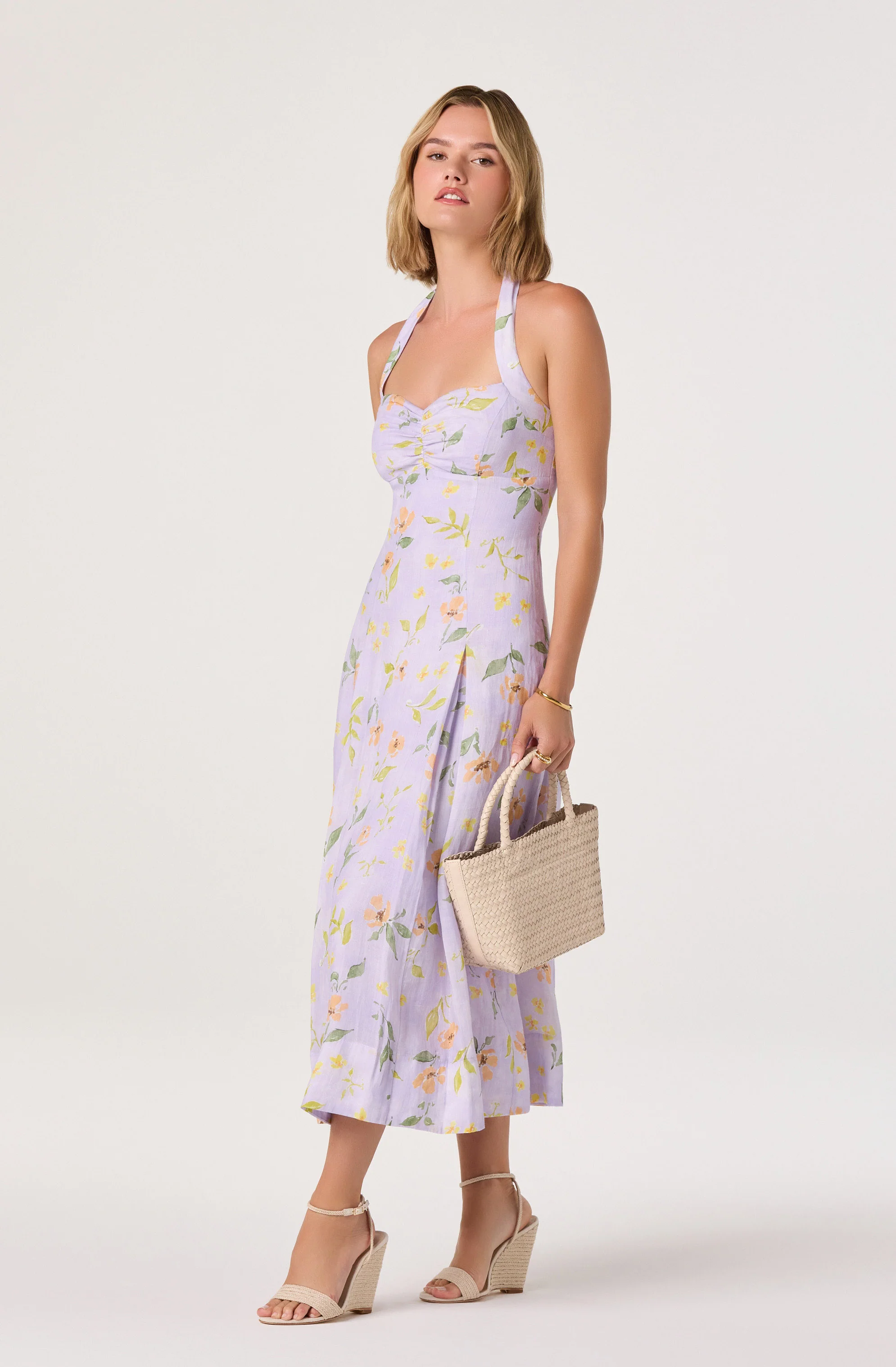 Jesenia Halter Floral Midi Dress