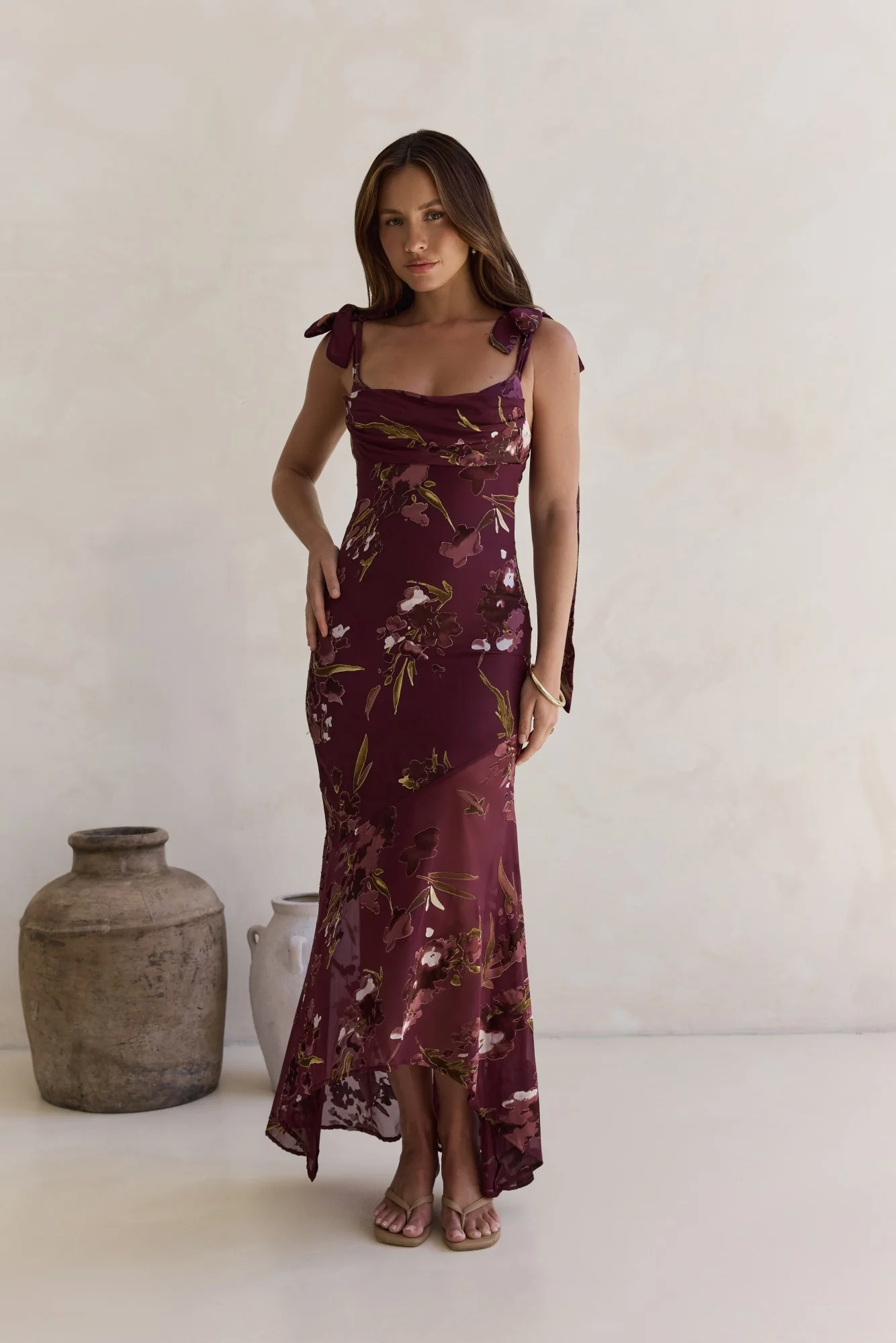 Night Garden Maxi Dress Burgundy - luluinthesky