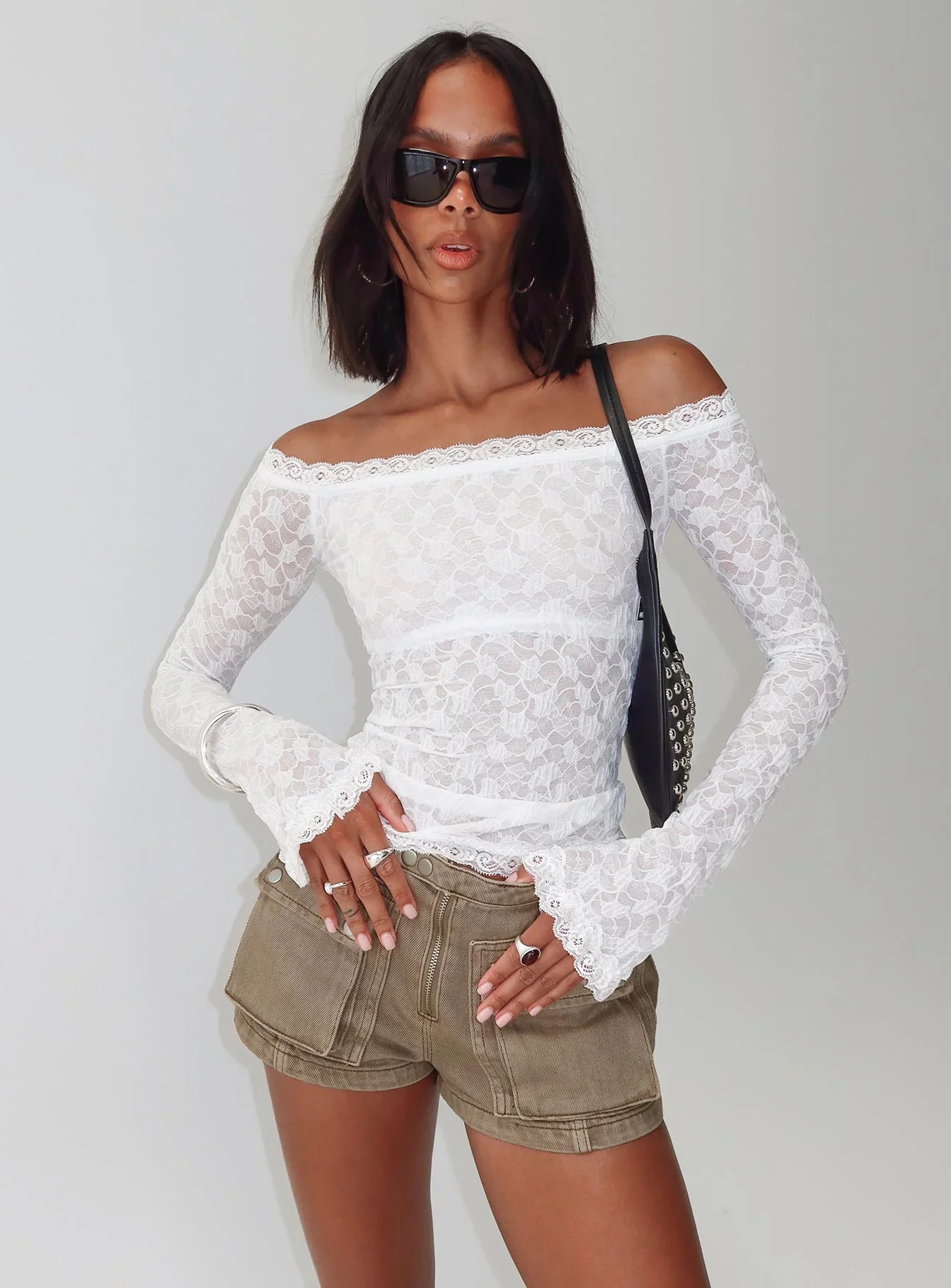 Mochapella Off The Shoulder Top White