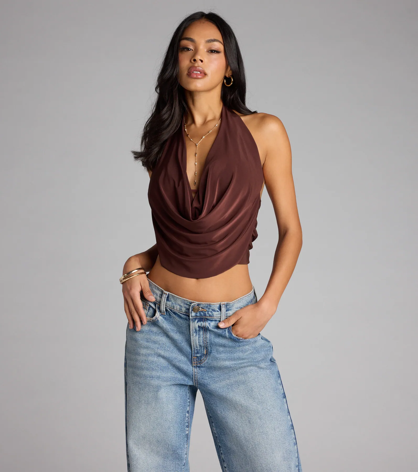 Take The Plunge Sleeveless Halter Crop Top - luluinthesky