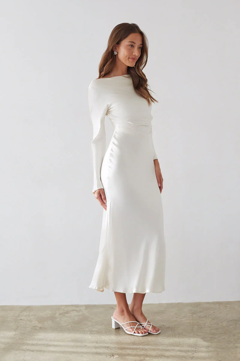 Sofia Open Back Satin Maxi Dress