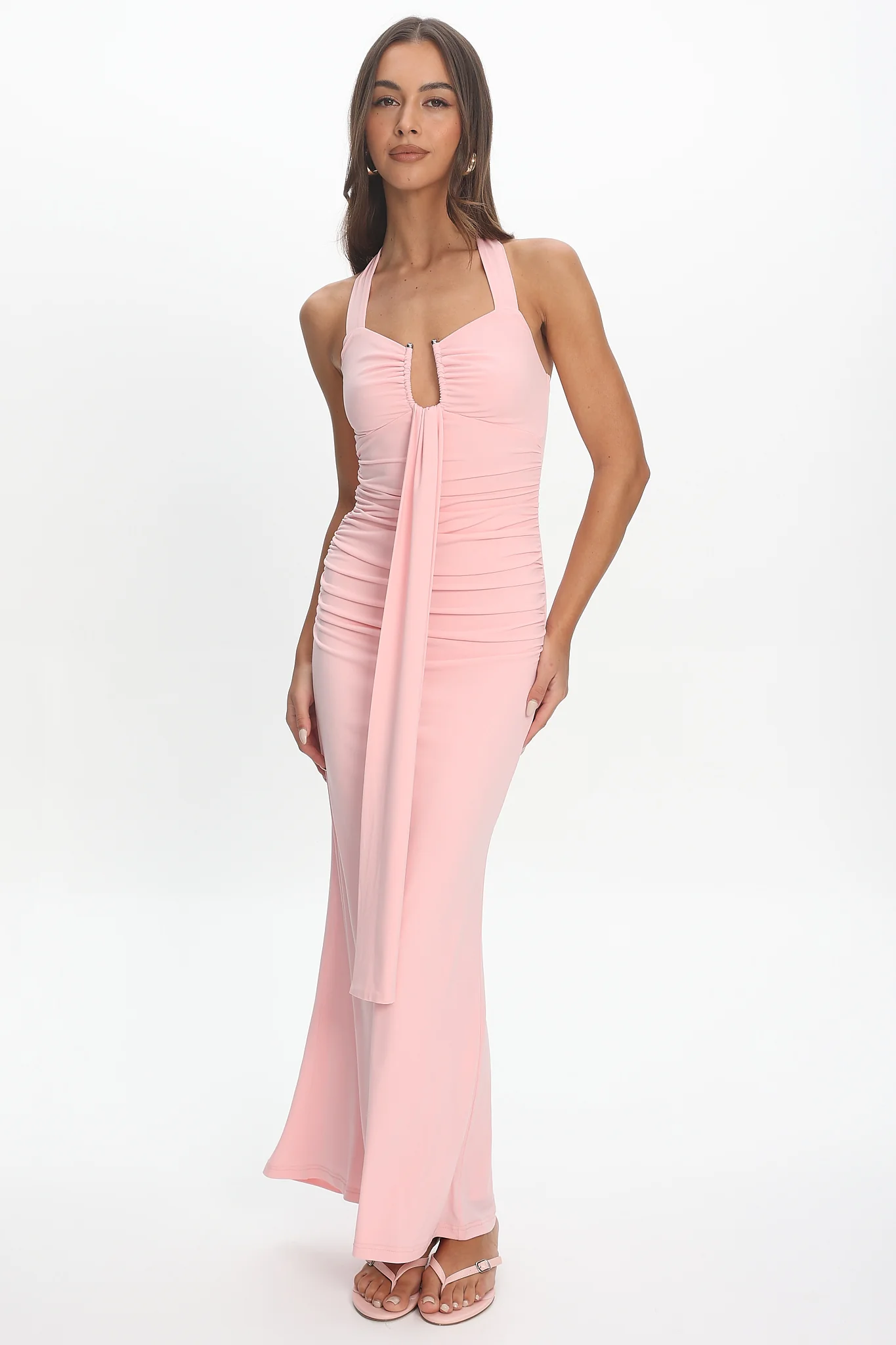 Opera Drape Bust Maxi Dress Pink