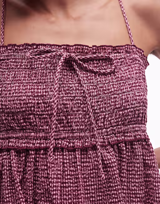 COLLUSION smock tie detail mini dress in pink