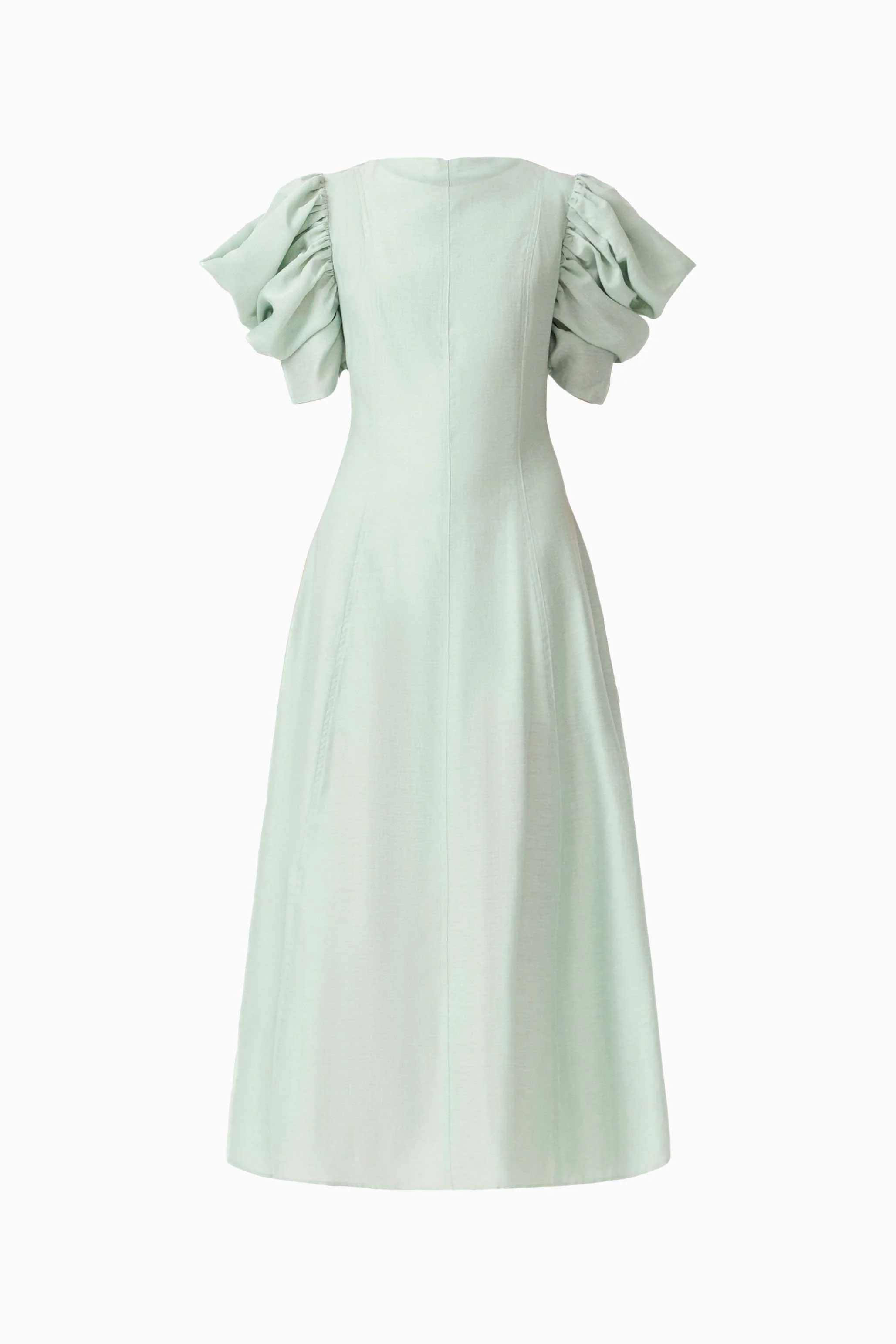 CURAAE Isaline Puff Sleeve Midi Dress in Sage Green