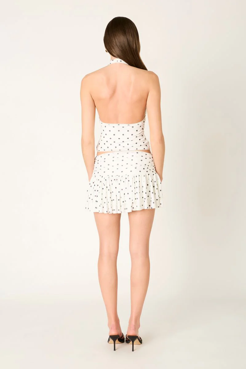 Polka Dot Mesh Halter Top
