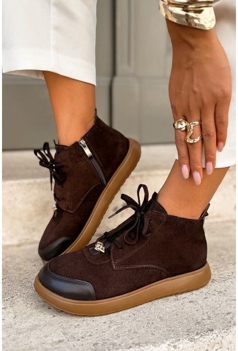 Brązowe zamszowe botki barefoot Francy