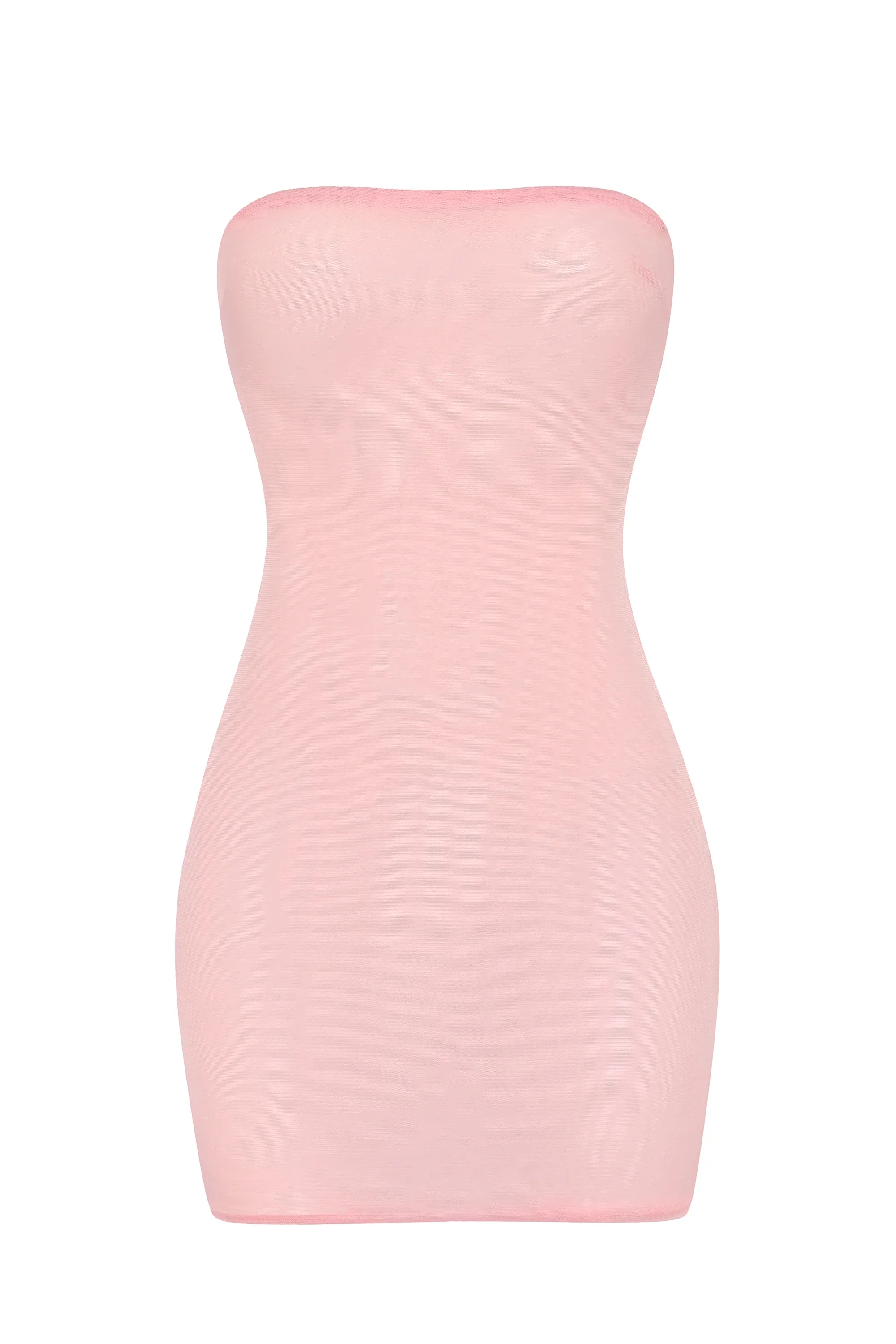 Soft Sheer-Mesh Bandeau Mini Slip Dress in Pink