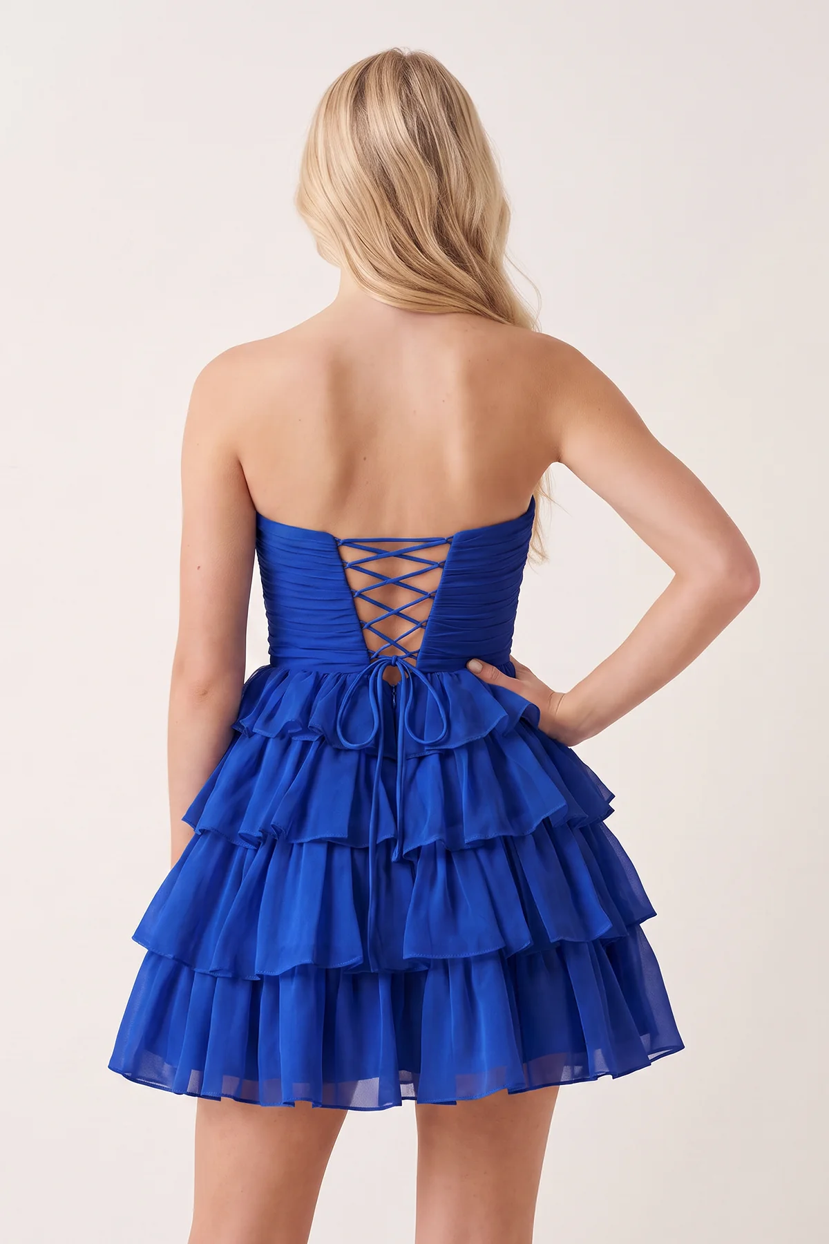 Yellow Strapless A Line Chiffon Ruffled Cocktail Dresses With Bow