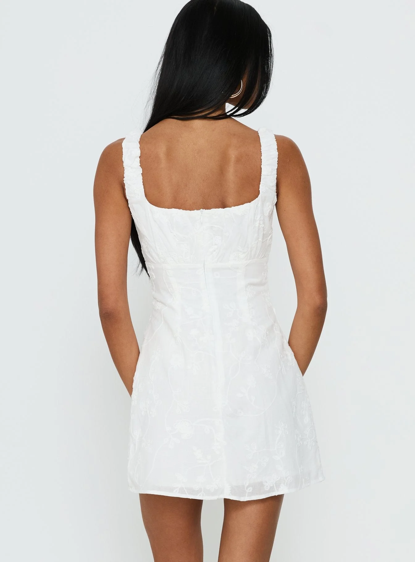 Donnamarie Embroidered Mini Dress White