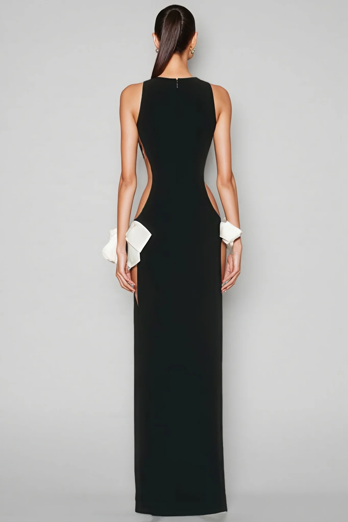 Vendi Double Side Slit Bow Maxi Dress