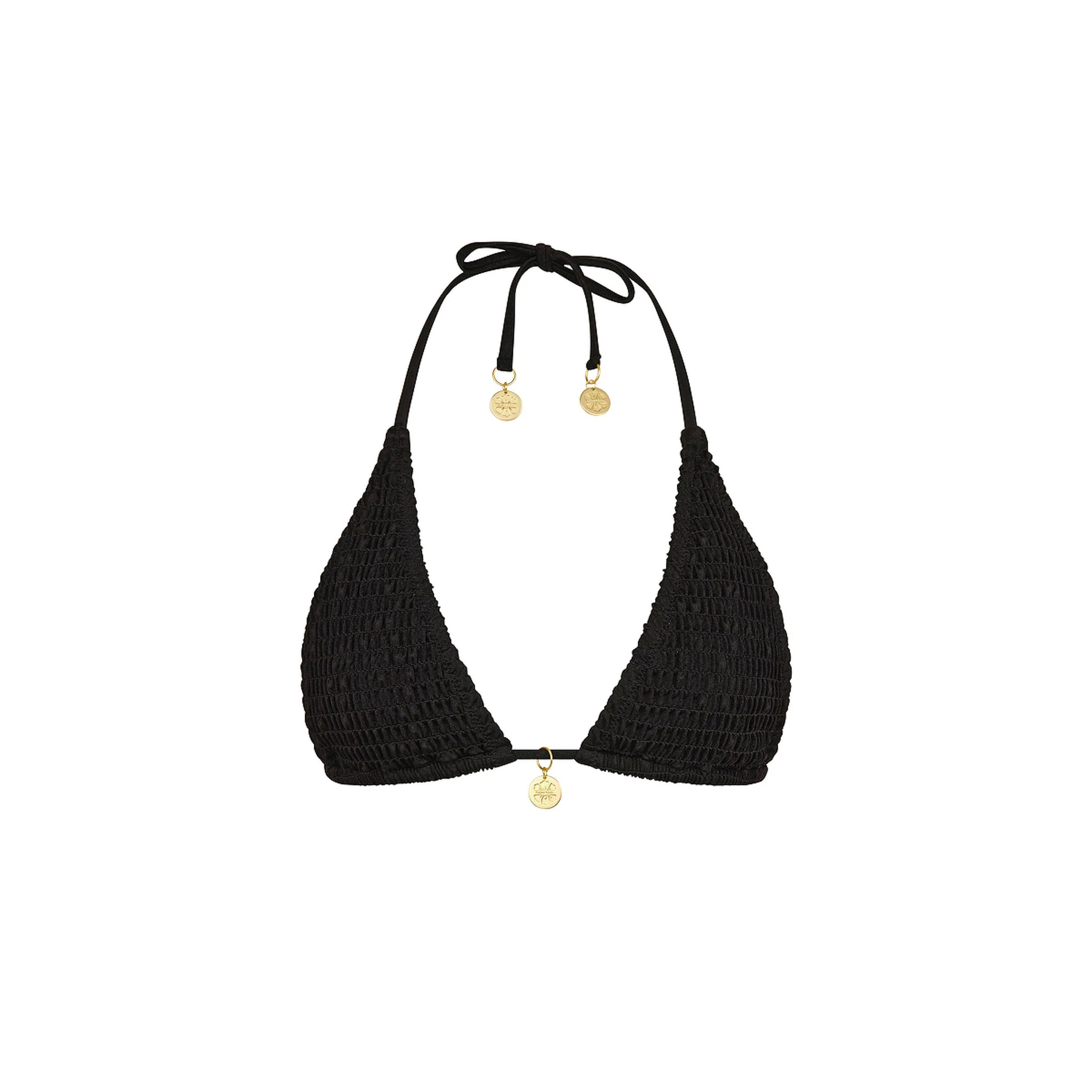 Shirred Triangle Bikini Top - Twilight Black