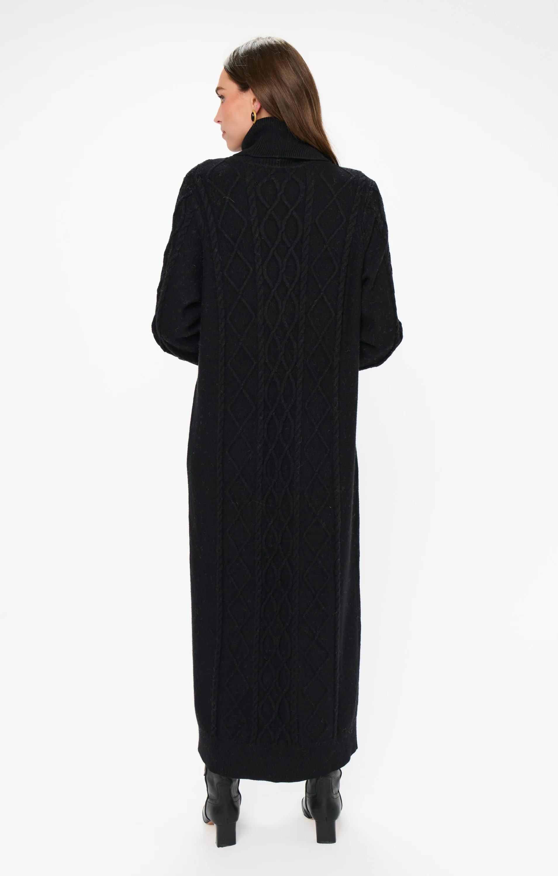 Montreal Midi Dress ~ Black Cable Knit