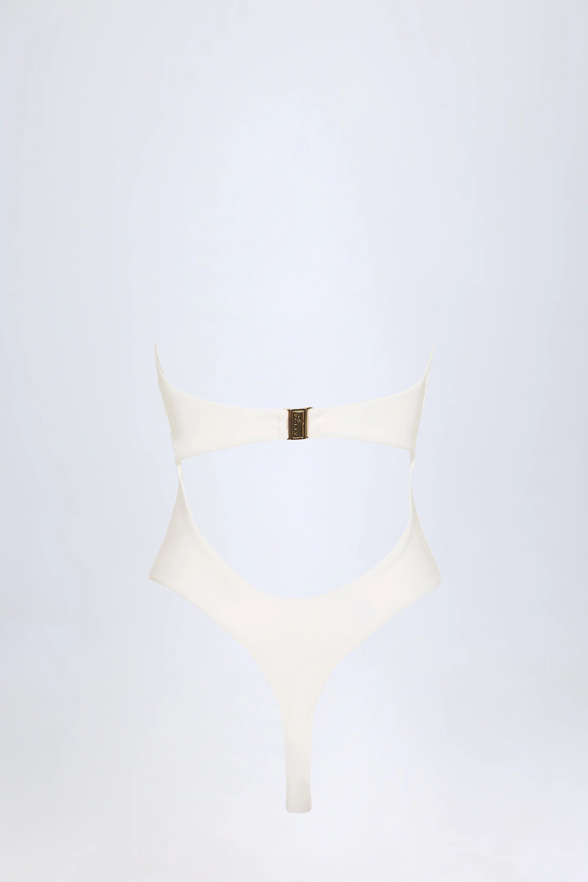 Cut-Out Hardware-Detail Swimsuit in White