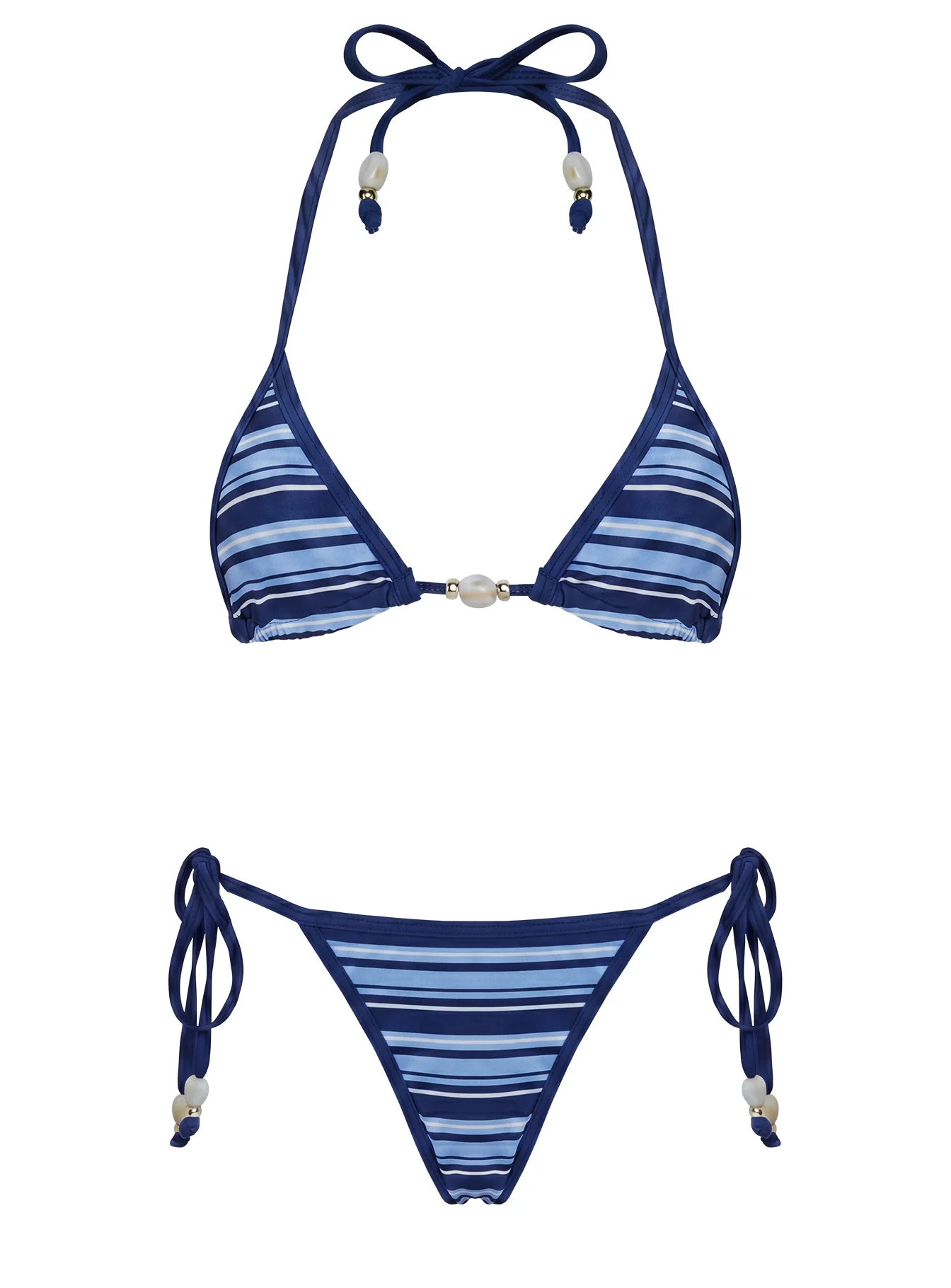 Jenner Triangle Bikini Top Navy Stripe