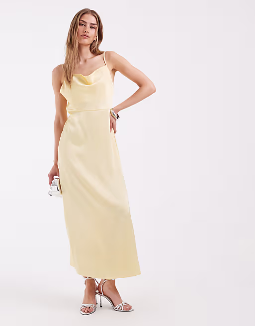 ONLY satin maxi dress in yellow