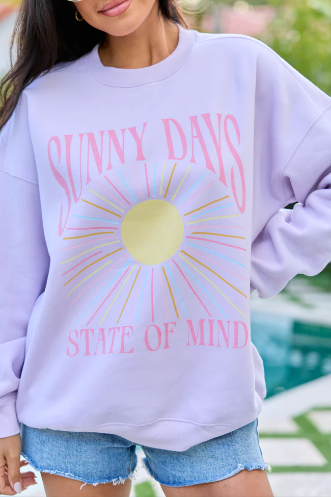 Sunny Days State Of Mind Purple Graphic Sweatshirt