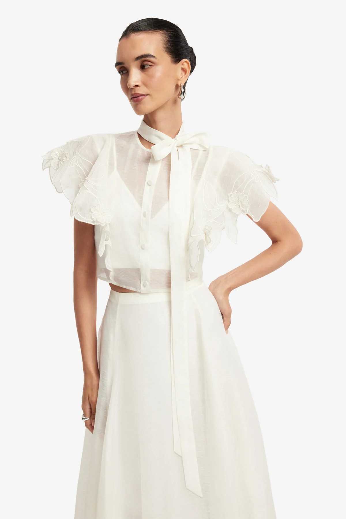 Leila Appliqué Midi Skirt - Snow